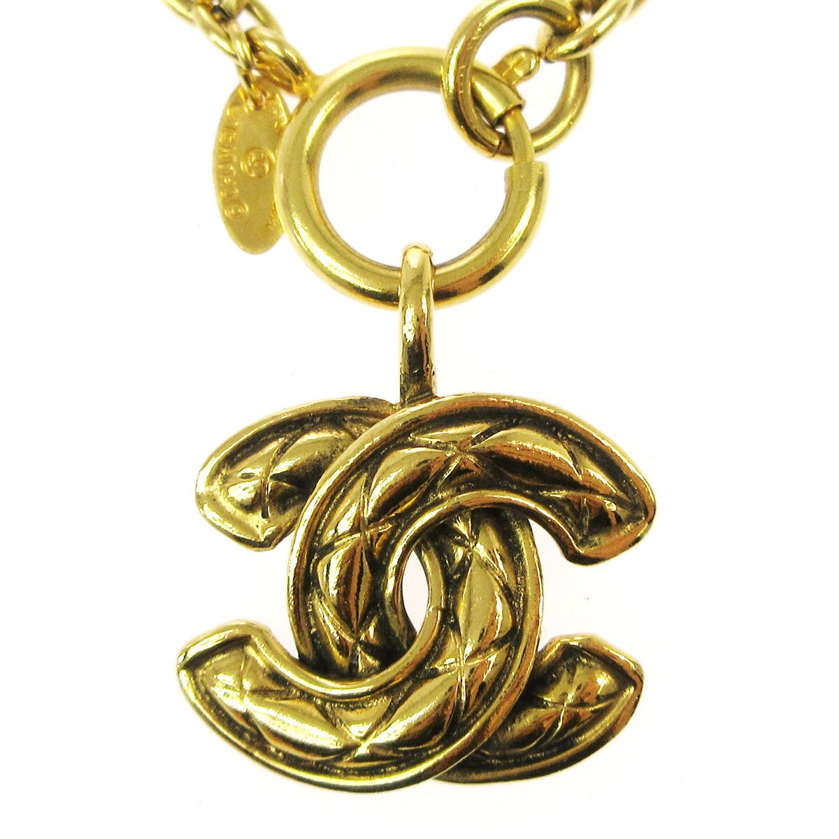 Chanel Chanel Vintage Quilted CC Pendant Necklace Metal Size ONE SIZE - 2 Thumbnail