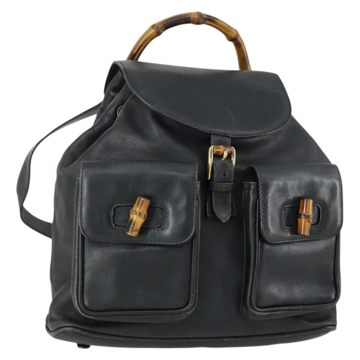 Gucci Gucci Vintage Bamboo Backpack Leather Size ONE SIZE - 23 Thumbnail