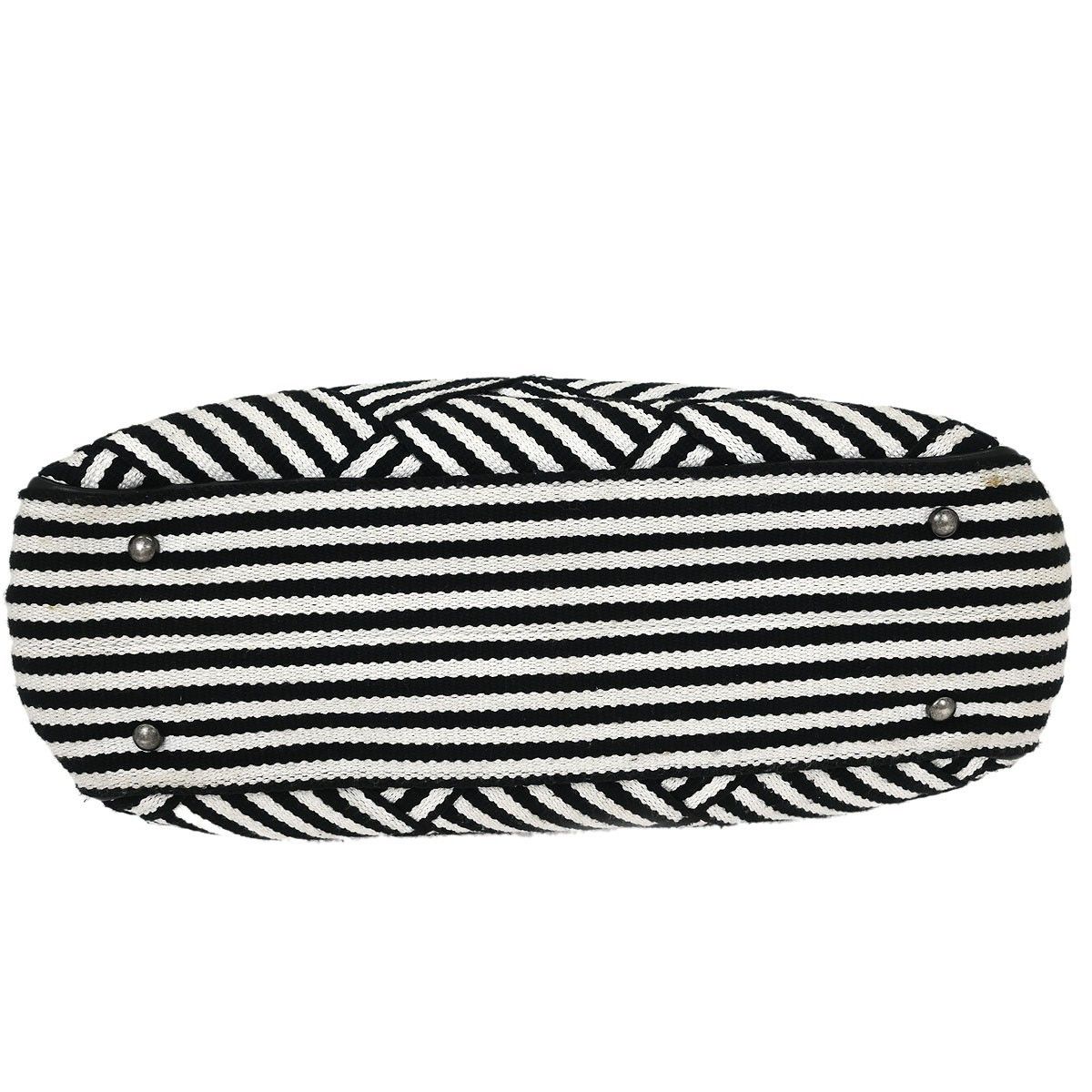 Chanel Chanel Shopping Tote Woven Striped Canvas Size ONE SIZE - 7 Thumbnail
