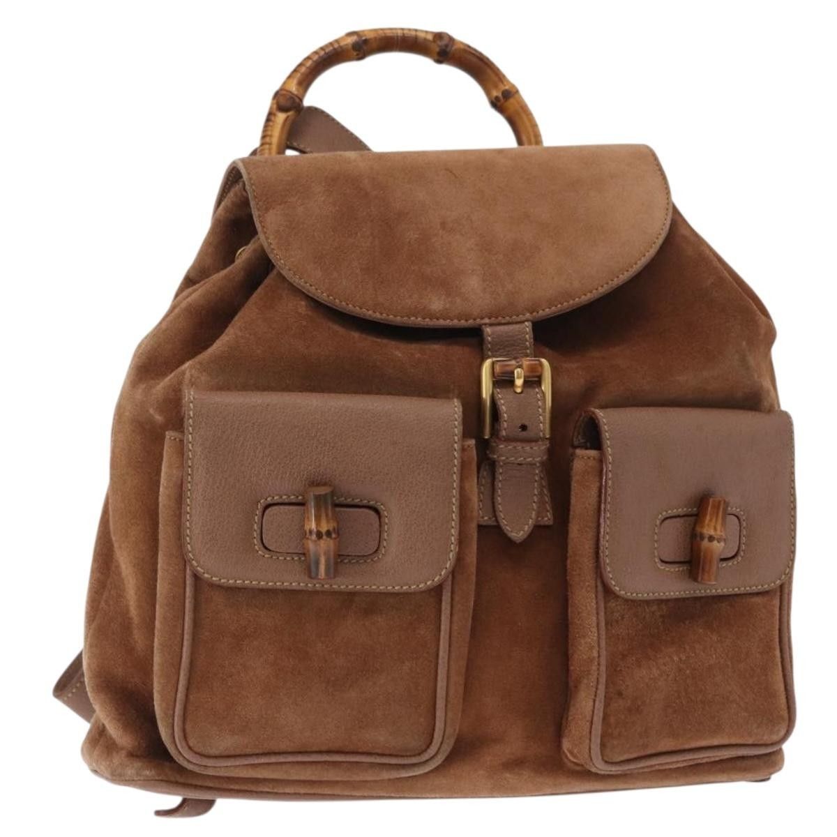Gucci Gucci Vintage Bamboo Backpack Suede Size ONE SIZE - 13 Thumbnail