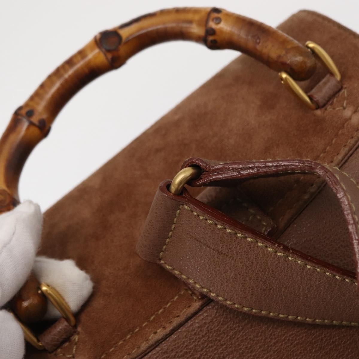 Gucci Gucci Vintage Bamboo Backpack Suede Size ONE SIZE - 16 Thumbnail