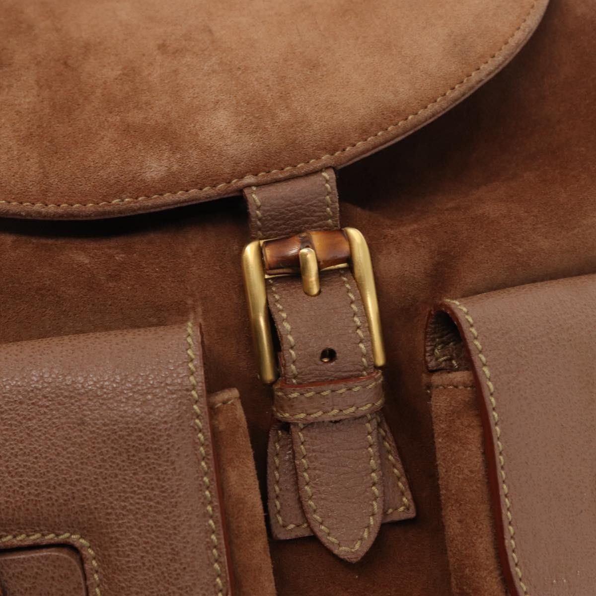 Gucci Gucci Vintage Bamboo Backpack Suede Size ONE SIZE - 12 Thumbnail