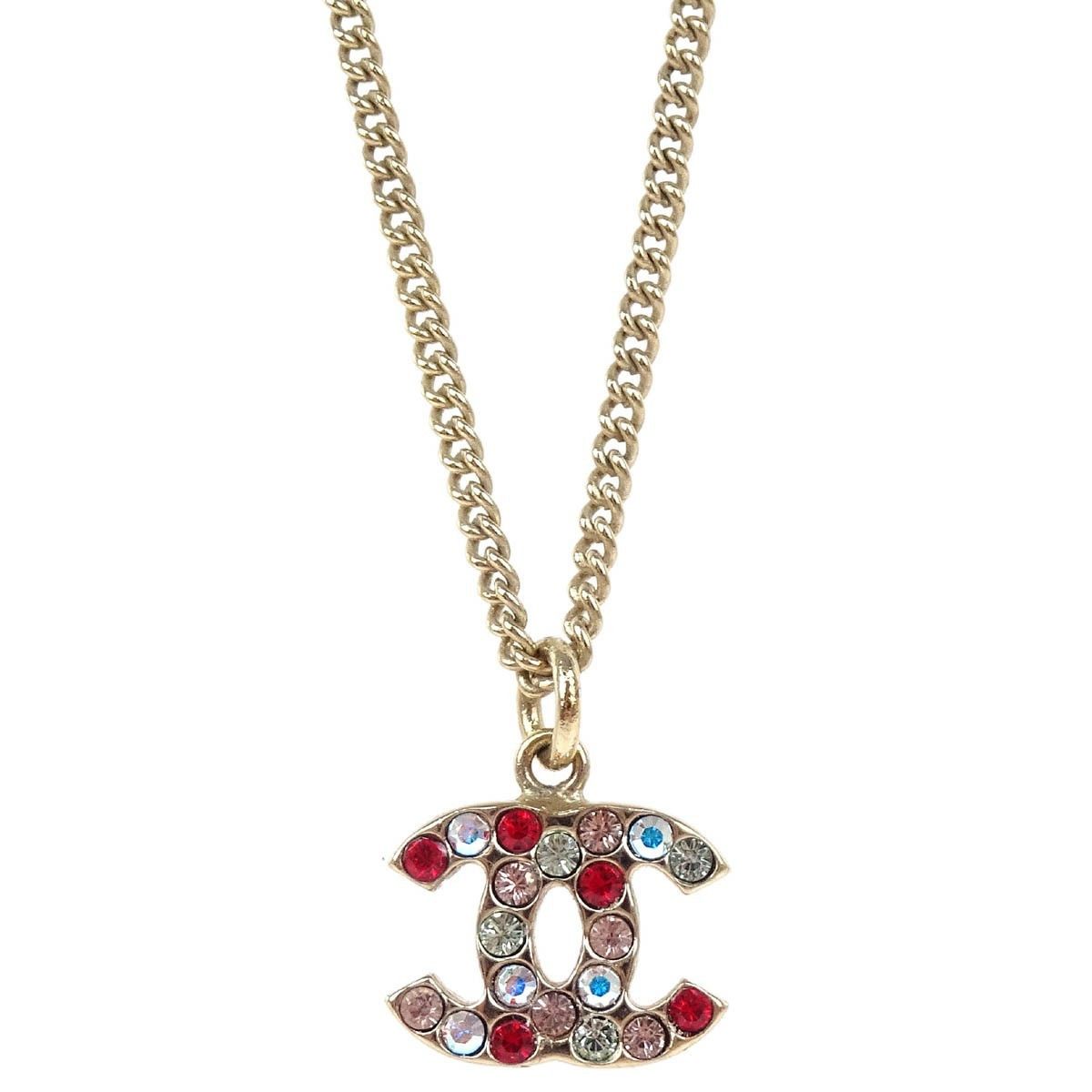 Chanel Chanel CC Pendant Necklace Multicolor Crystal Embellished Metal Size ONE SIZE - 2 Thumbnail