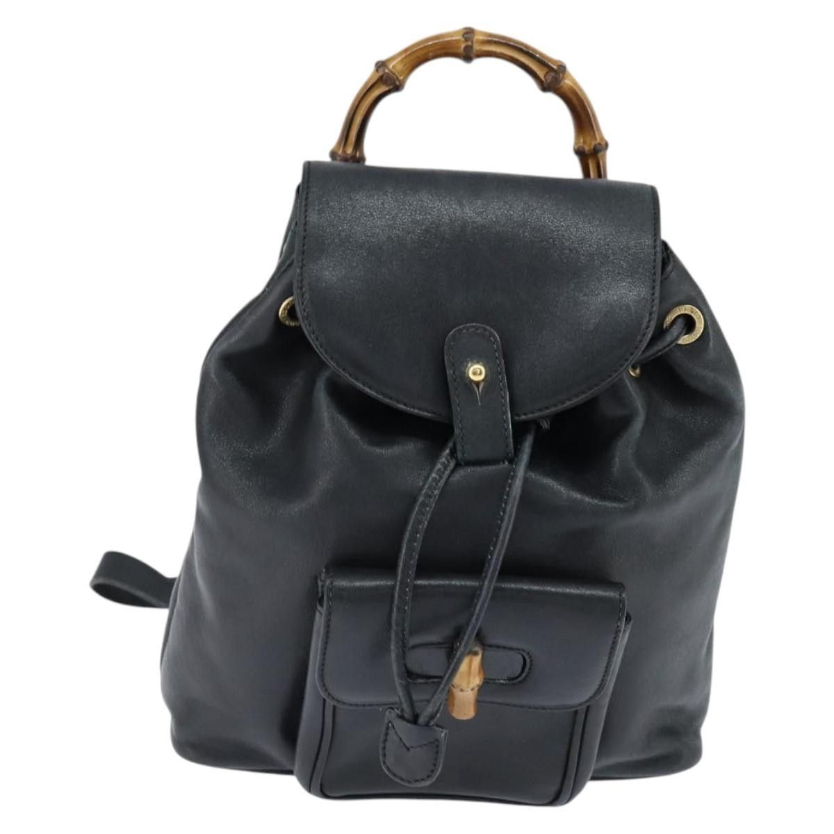Gucci Gucci Vintage Bamboo Backpack Leather Size ONE SIZE - 19 Thumbnail