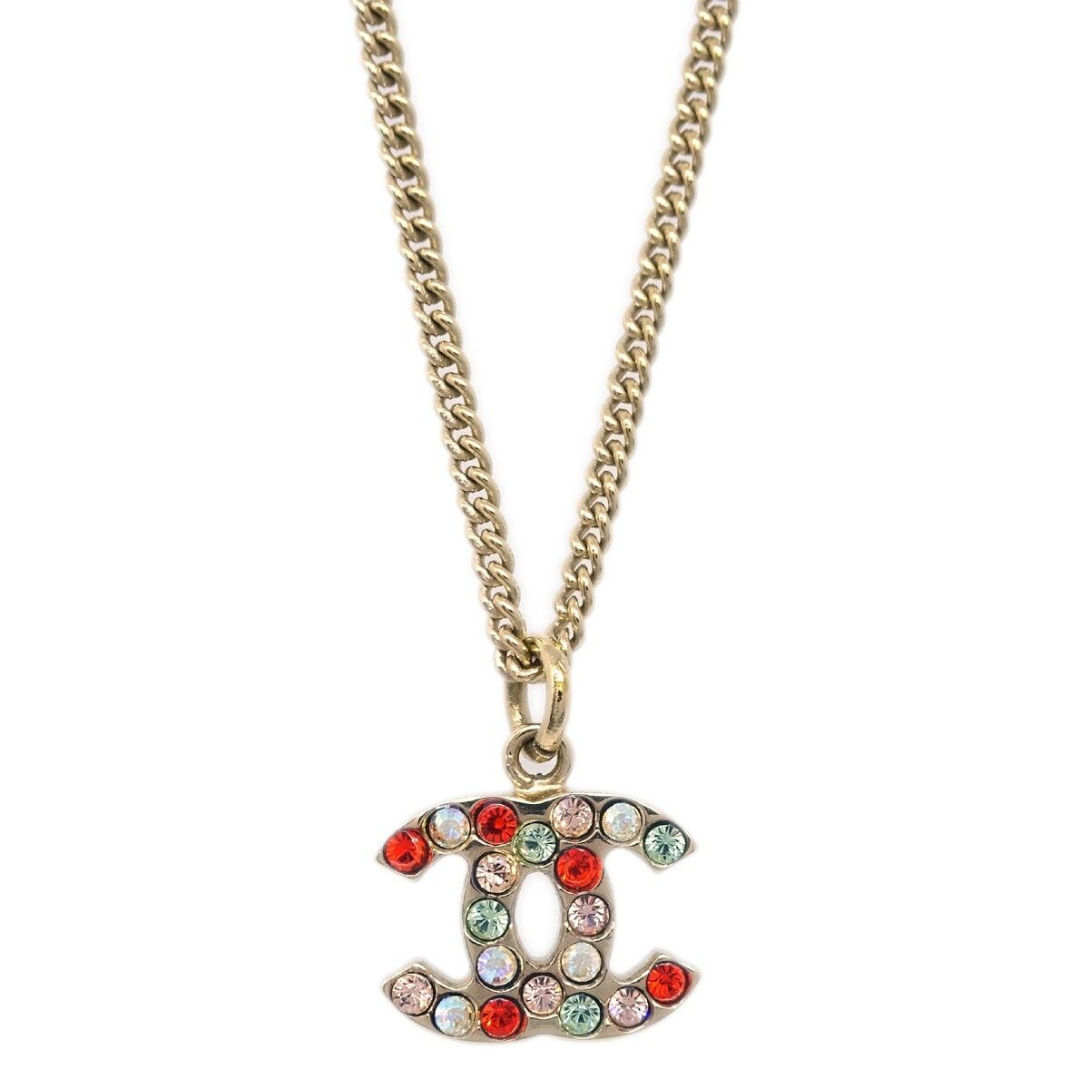 Chanel Chanel CC Pendant Necklace Multicolor Crystal Embellished Metal Size ONE SIZE - 2 Thumbnail
