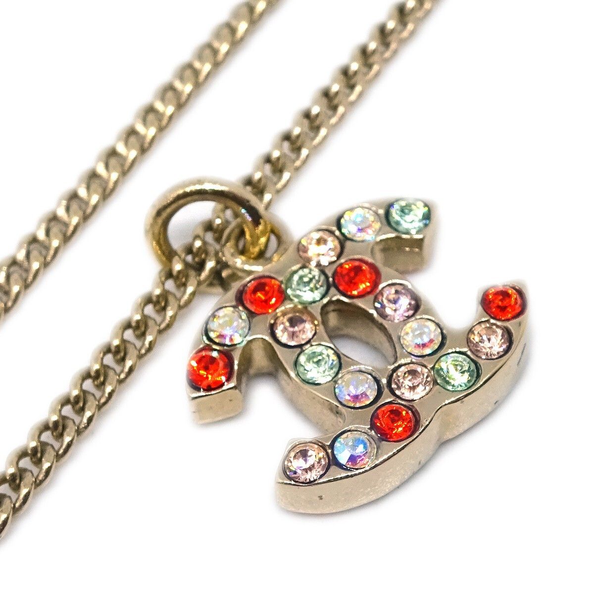 Chanel Chanel CC Pendant Necklace Multicolor Crystal Embellished Metal Size ONE SIZE - 3 Thumbnail