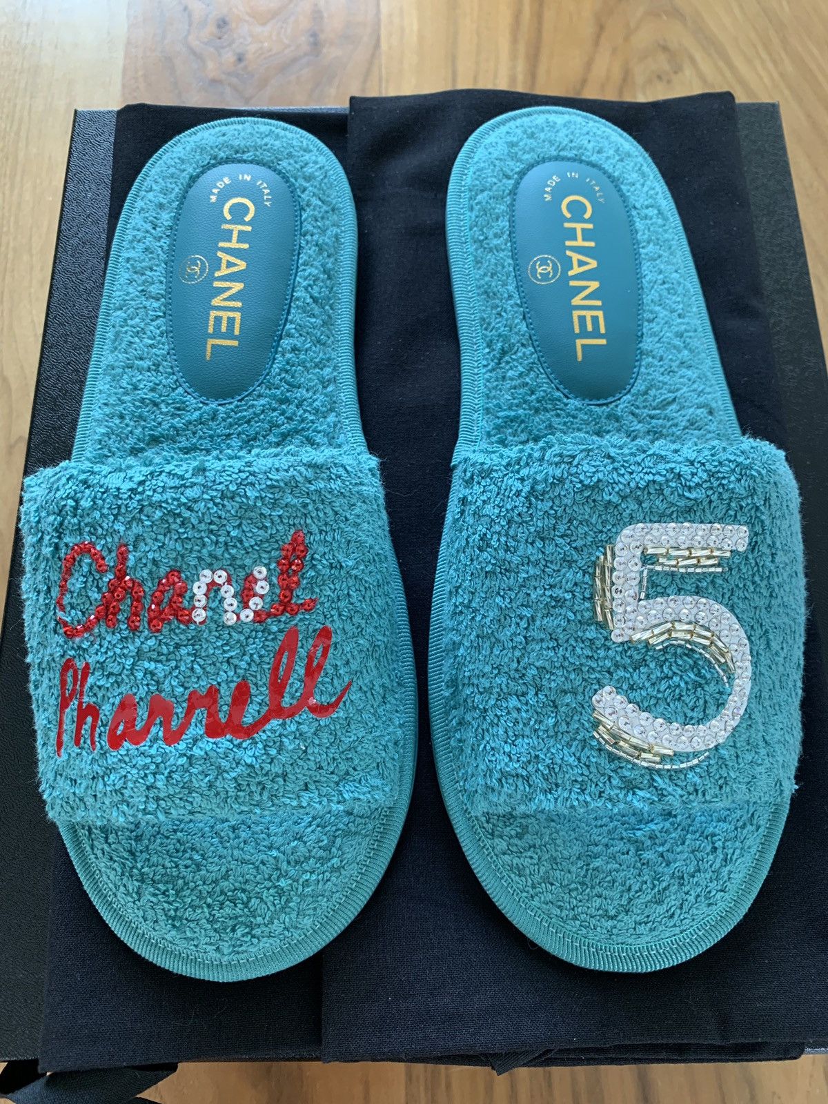 Pharrell chanel slippers store