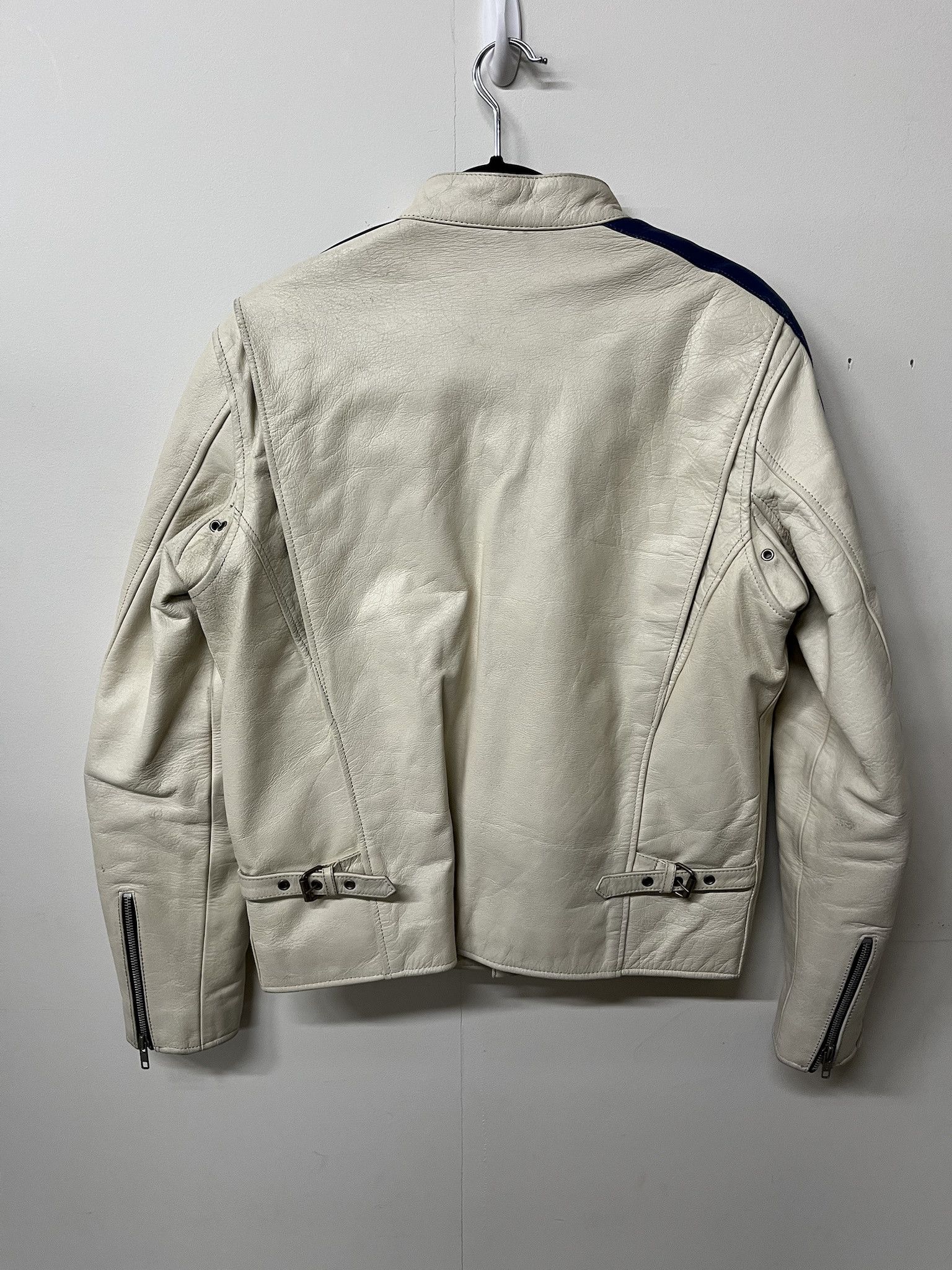 Leather × Vintage Vintage 2000s White Leather Motorcycle Racing Jacket Size L Size US L / EU 52-54 / 3 - 5 Thumbnail