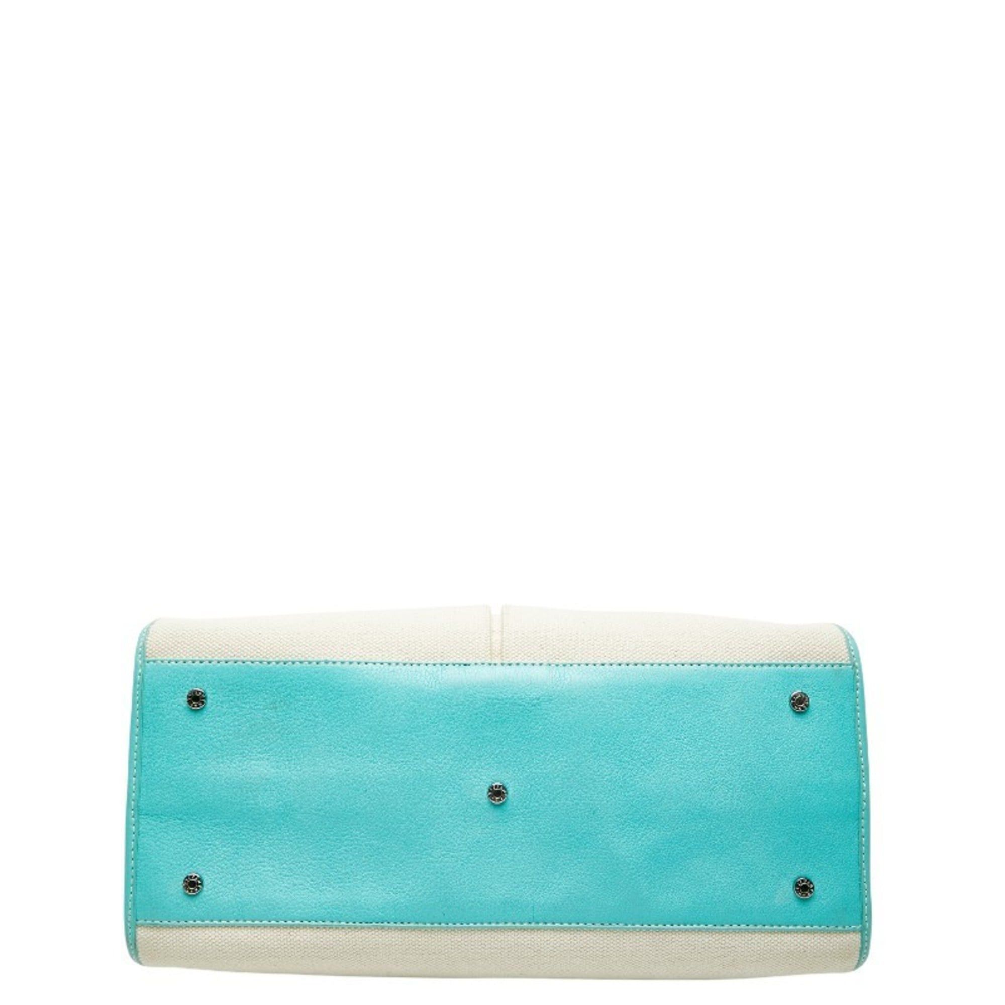 Tiffany & Co. Tiffany & Co. 2-way handbag/shoulder bag in white and Blue canvas leather. Women's. TIFFANY Size ONE SIZE - 3 Thumbnail