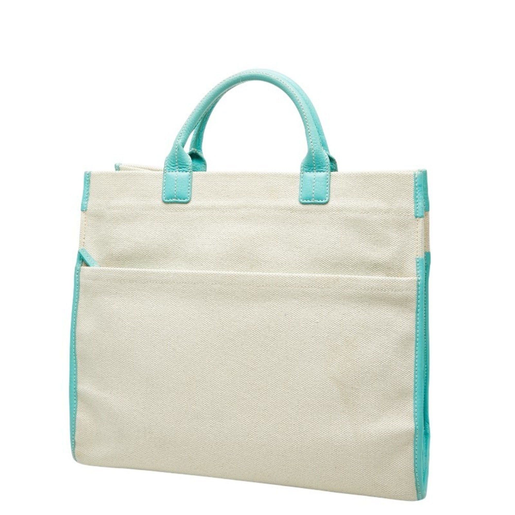 Tiffany & Co. Tiffany & Co. 2-way handbag/shoulder bag in white and Blue canvas leather. Women's. TIFFANY Size ONE SIZE - 2 Thumbnail