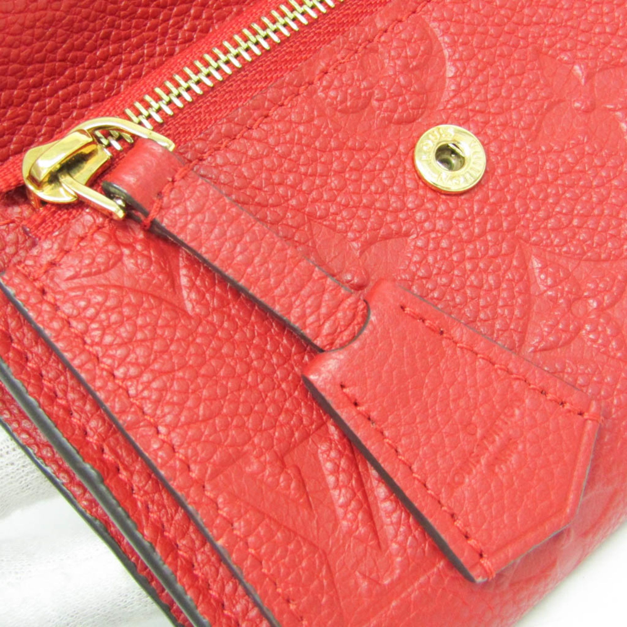 Louis Vuitton Louis Vuitton Monogram Empreinte Pont Neuf Compact Wallet M62185 Women's Monogram Empreinte Wallet (tri-fold) Cerise,Red Color Size ONE SIZE - 12 Thumbnail