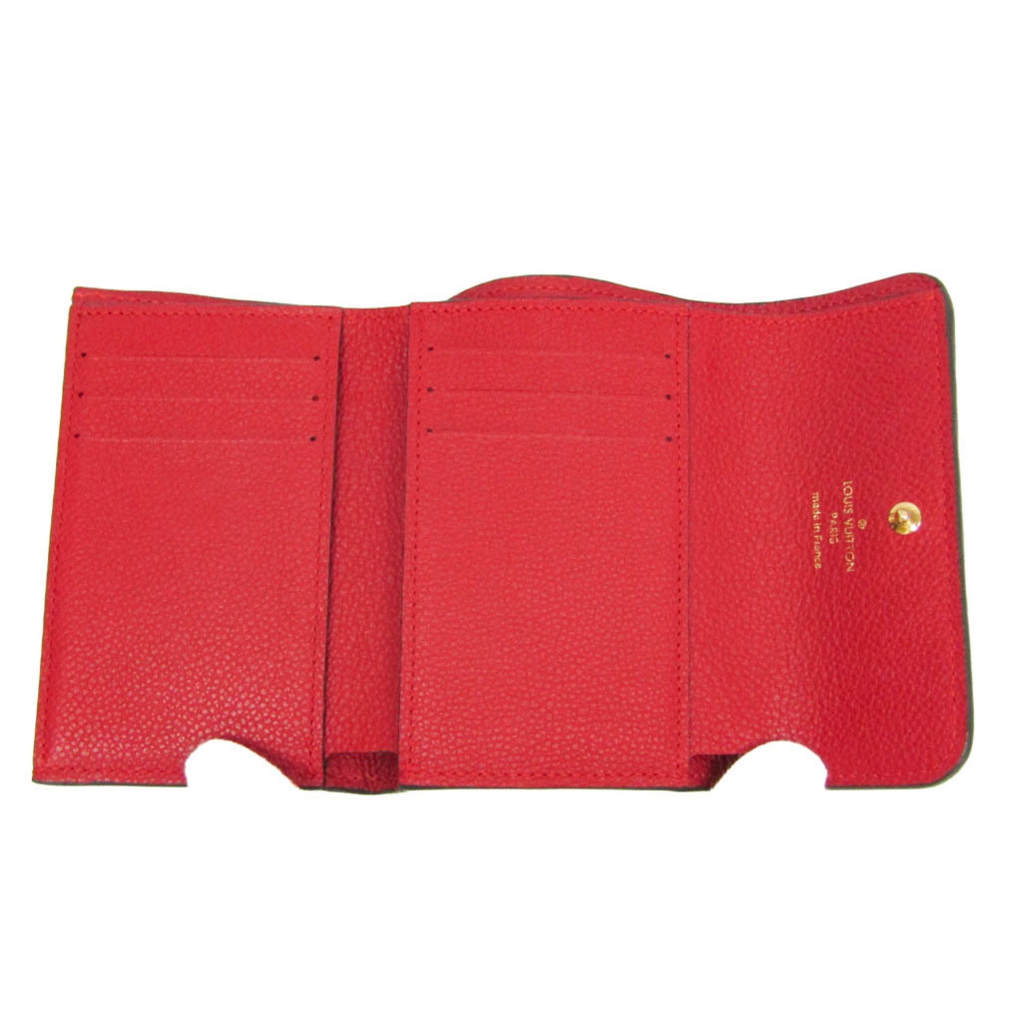 Louis Vuitton Louis Vuitton Monogram Empreinte Pont Neuf Compact Wallet M62185 Women's Monogram Empreinte Wallet (tri-fold) Cerise,Red Color Size ONE SIZE - 3 Thumbnail
