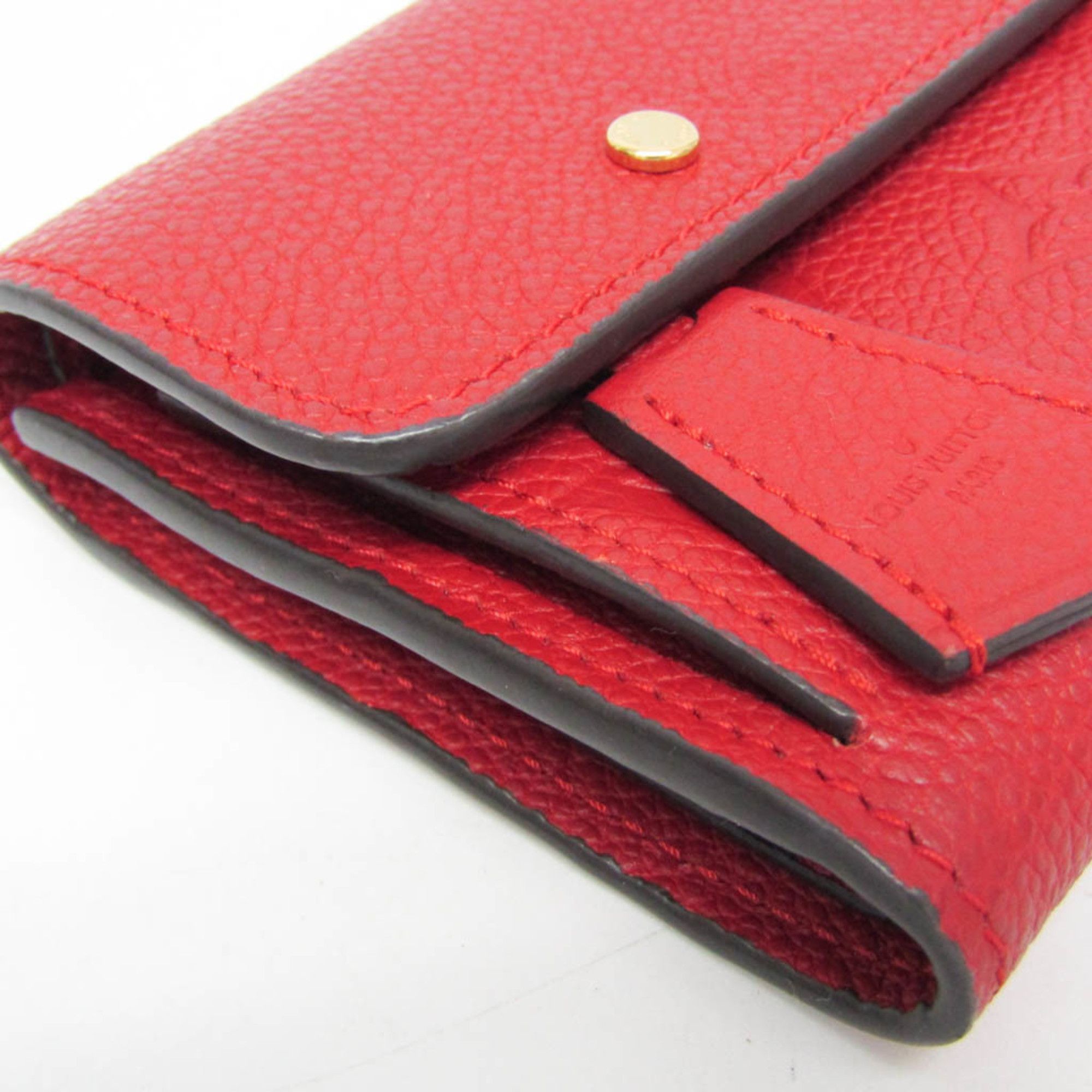 Louis Vuitton Louis Vuitton Monogram Empreinte Pont Neuf Compact Wallet M62185 Women's Monogram Empreinte Wallet (tri-fold) Cerise,Red Color Size ONE SIZE - 6 Thumbnail