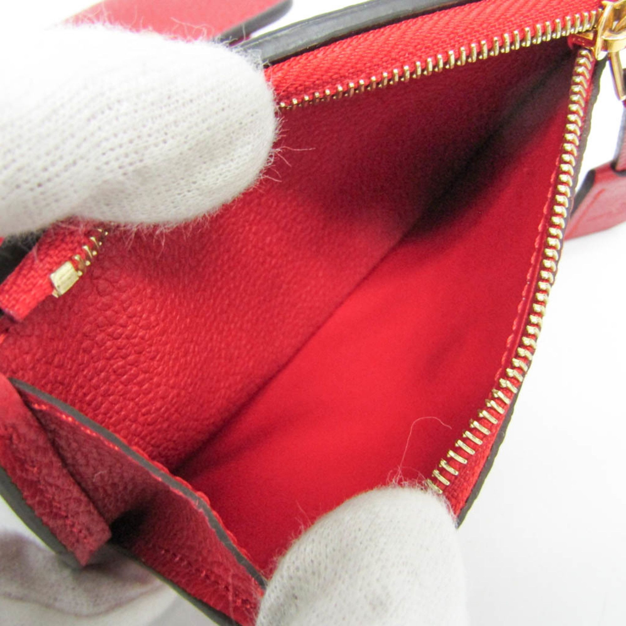 Louis Vuitton Louis Vuitton Monogram Empreinte Pont Neuf Compact Wallet M62185 Women's Monogram Empreinte Wallet (tri-fold) Cerise,Red Color Size ONE SIZE - 4 Thumbnail