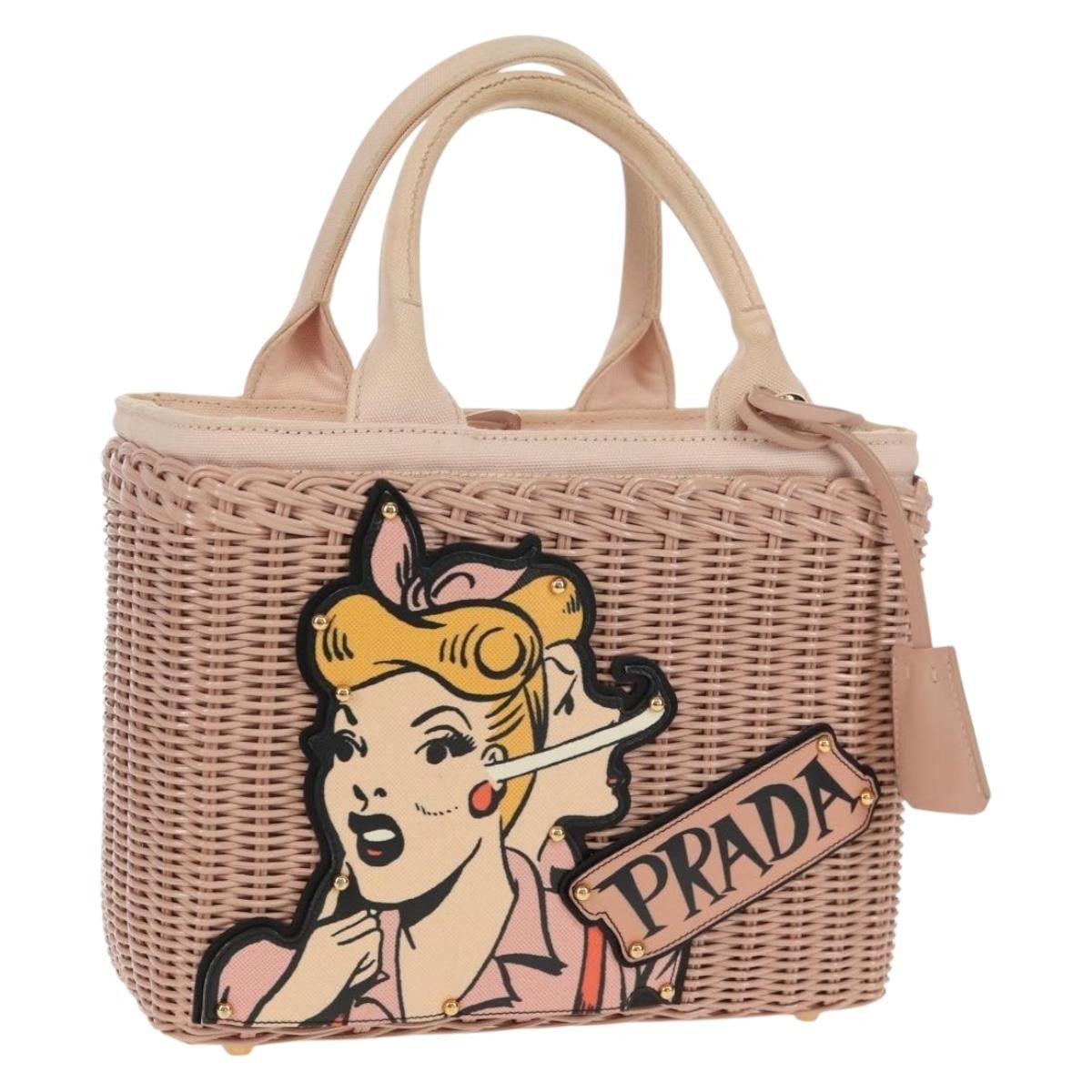 Prada Prada Comic Basket Bag Wicker with Applique Size ONE SIZE - 18 Thumbnail