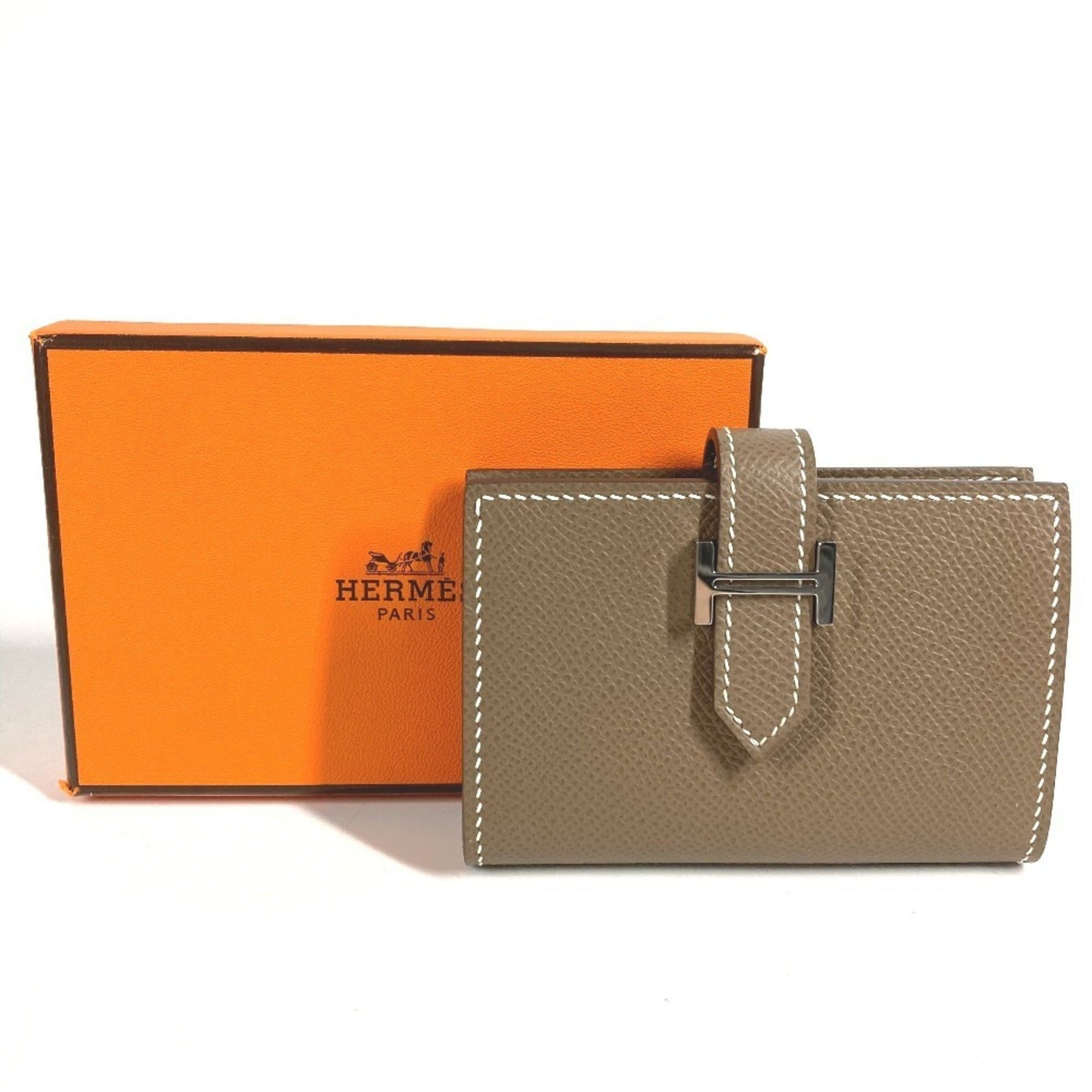 Hermes HERMES Bearn H Logo Business Card Case/Pass Case Bifold Leather for Men and Women, Etoupe Beige Size ONE SIZE - 12 Thumbnail