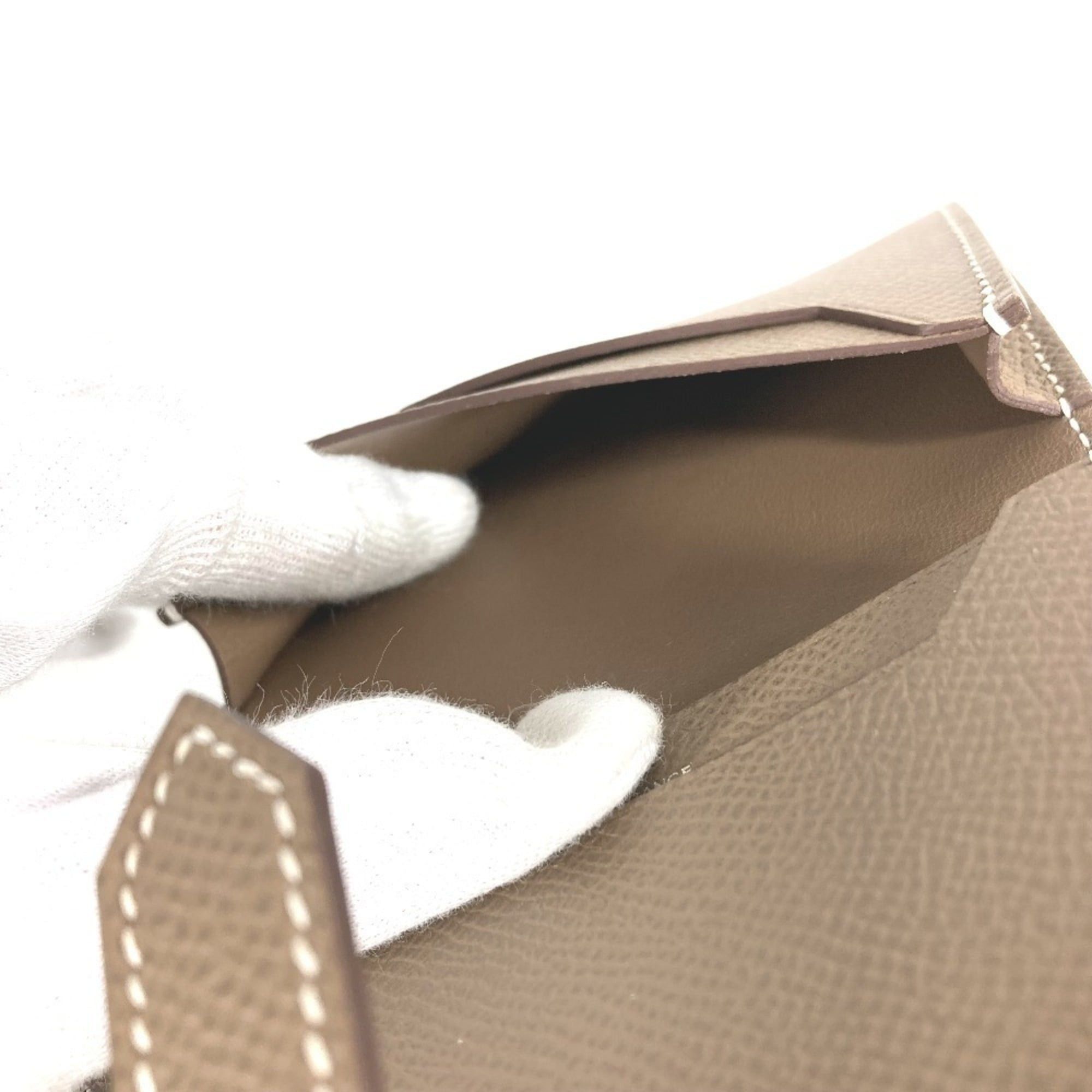 Hermes HERMES Bearn H Logo Business Card Case/Pass Case Bifold Leather for Men and Women, Etoupe Beige Size ONE SIZE - 11 Thumbnail
