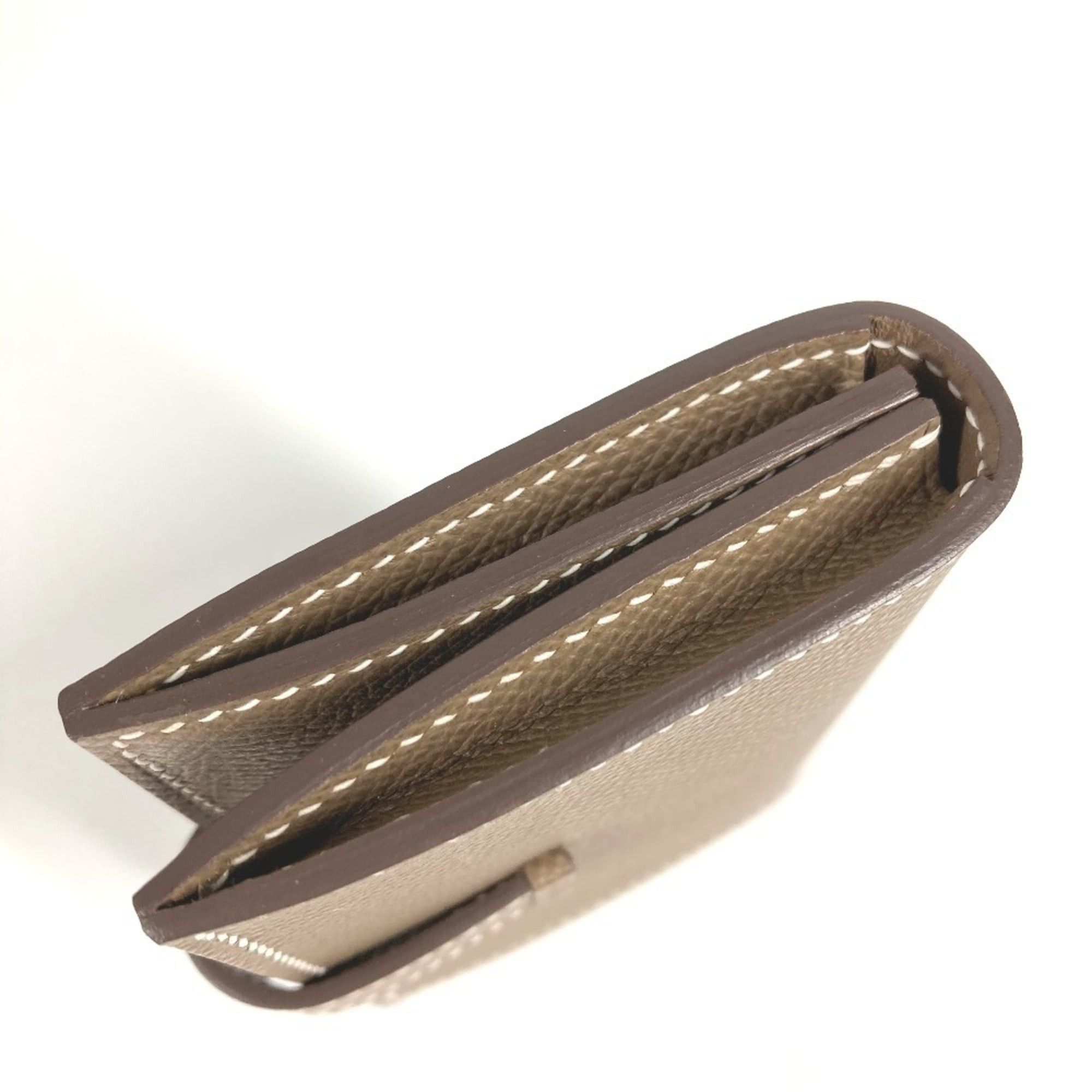 Hermes HERMES Bearn H Logo Business Card Case/Pass Case Bifold Leather for Men and Women, Etoupe Beige Size ONE SIZE - 7 Thumbnail