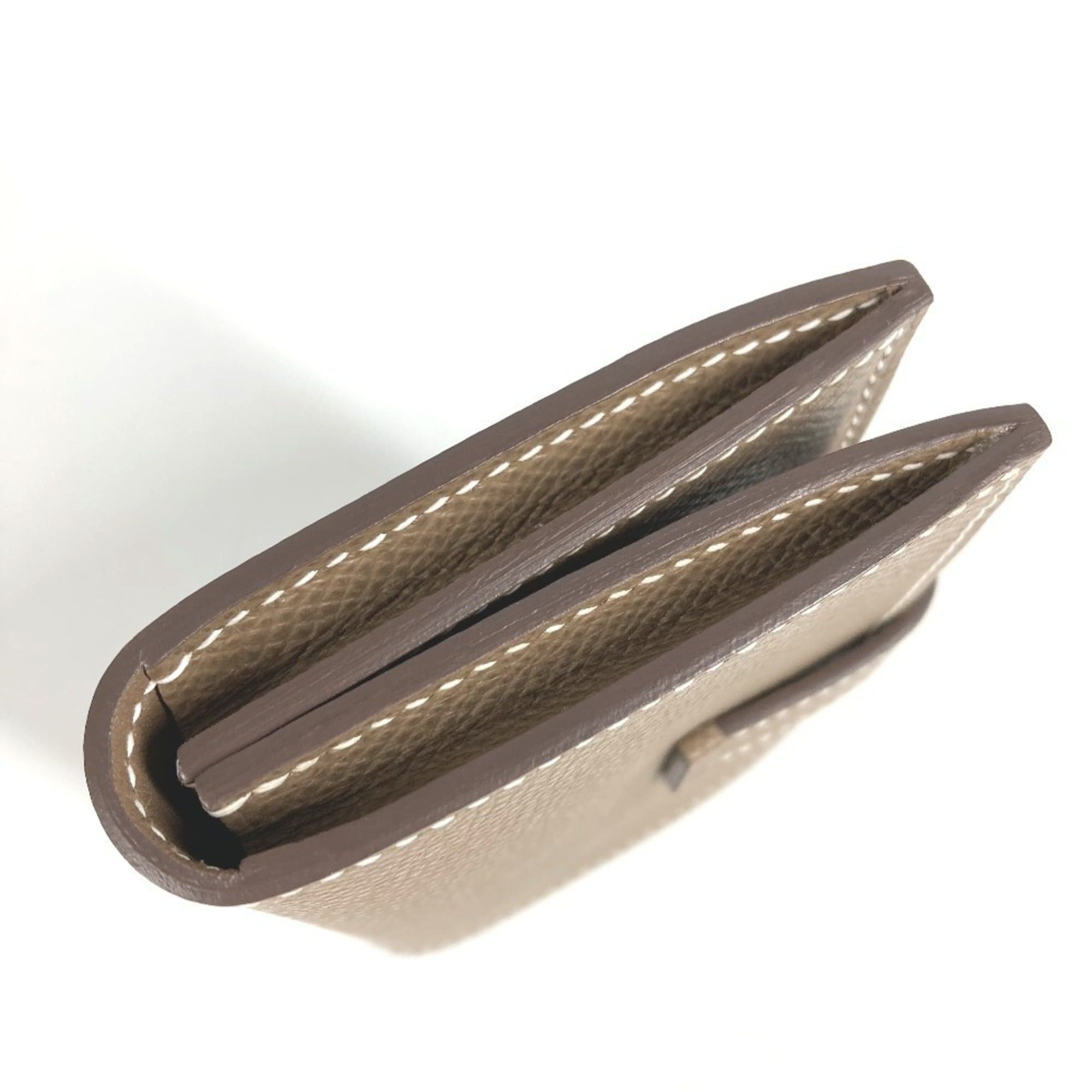 Hermes HERMES Bearn H Logo Business Card Case/Pass Case Bifold Leather for Men and Women, Etoupe Beige Size ONE SIZE - 6 Thumbnail