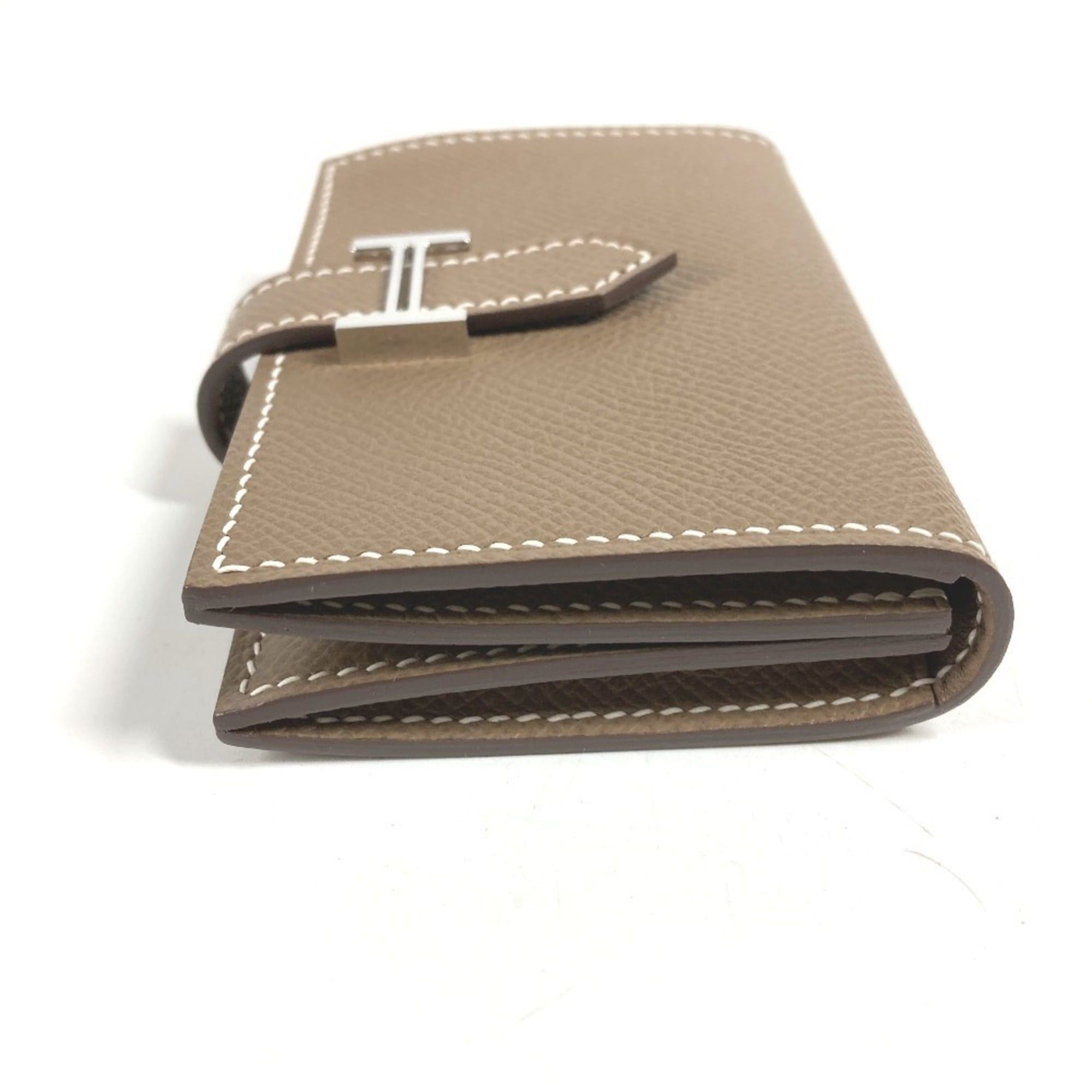 Hermes HERMES Bearn H Logo Business Card Case/Pass Case Bifold Leather for Men and Women, Etoupe Beige Size ONE SIZE - 3 Thumbnail