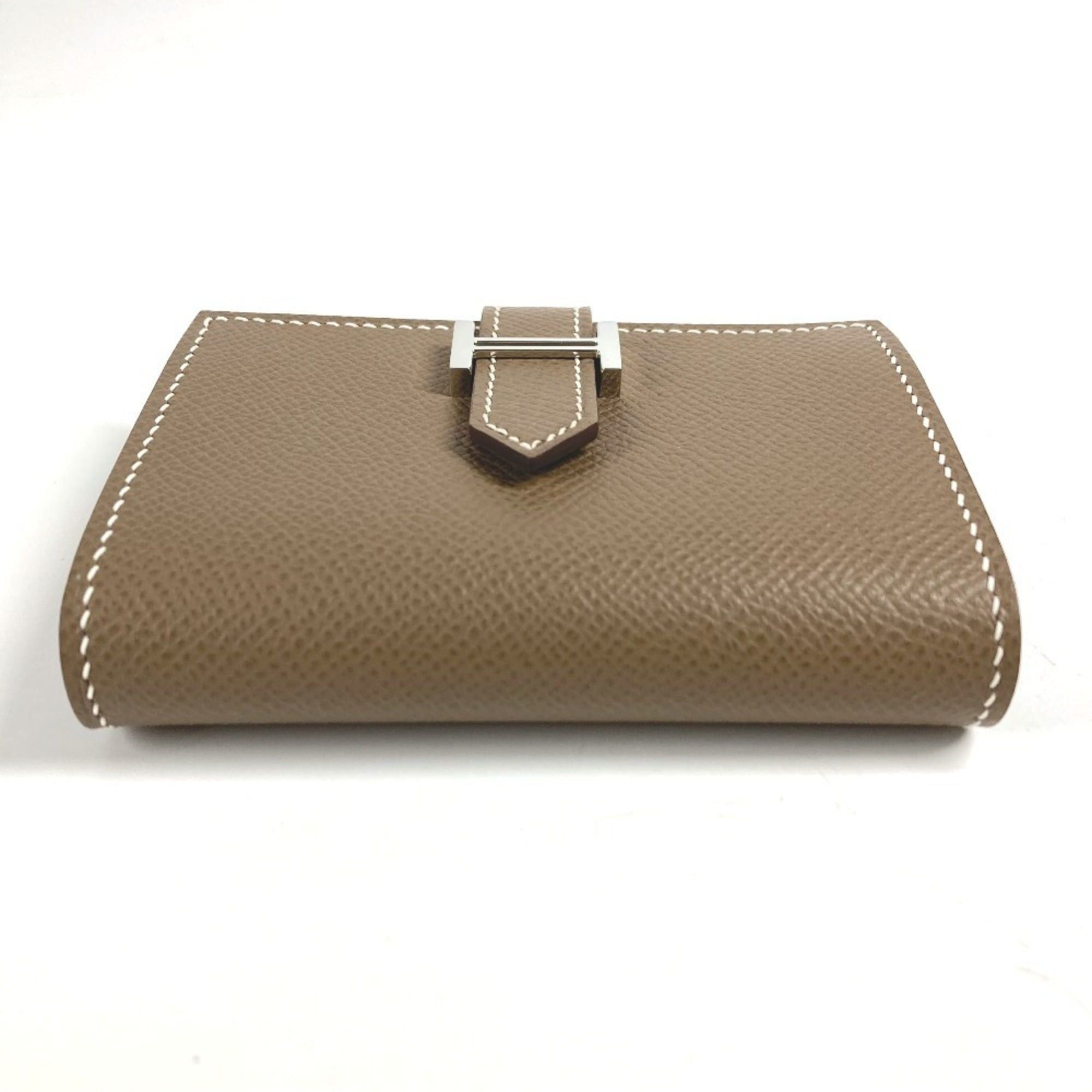 Hermes HERMES Bearn H Logo Business Card Case/Pass Case Bifold Leather for Men and Women, Etoupe Beige Size ONE SIZE - 4 Thumbnail