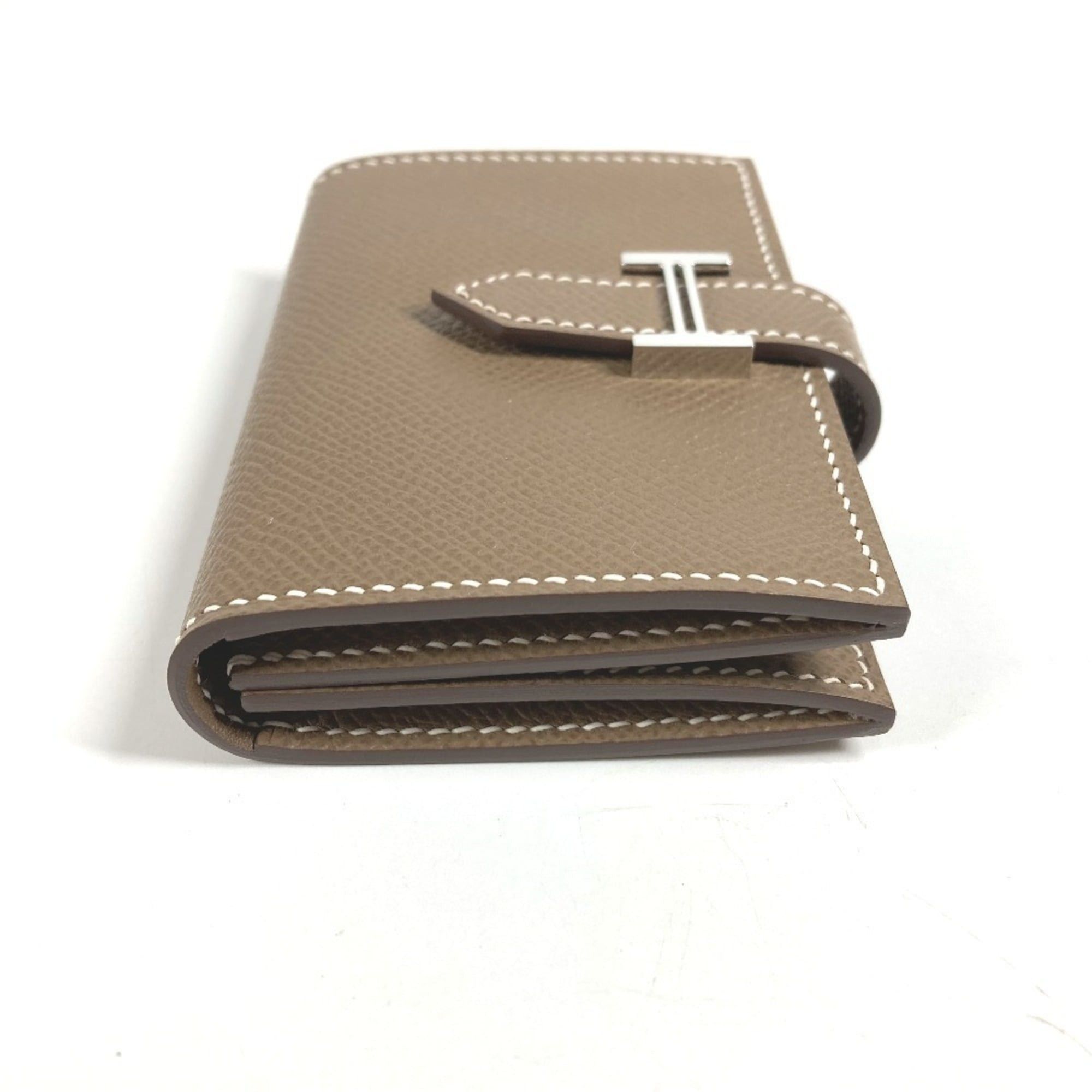 Hermes HERMES Bearn H Logo Business Card Case/Pass Case Bifold Leather for Men and Women, Etoupe Beige Size ONE SIZE - 5 Thumbnail