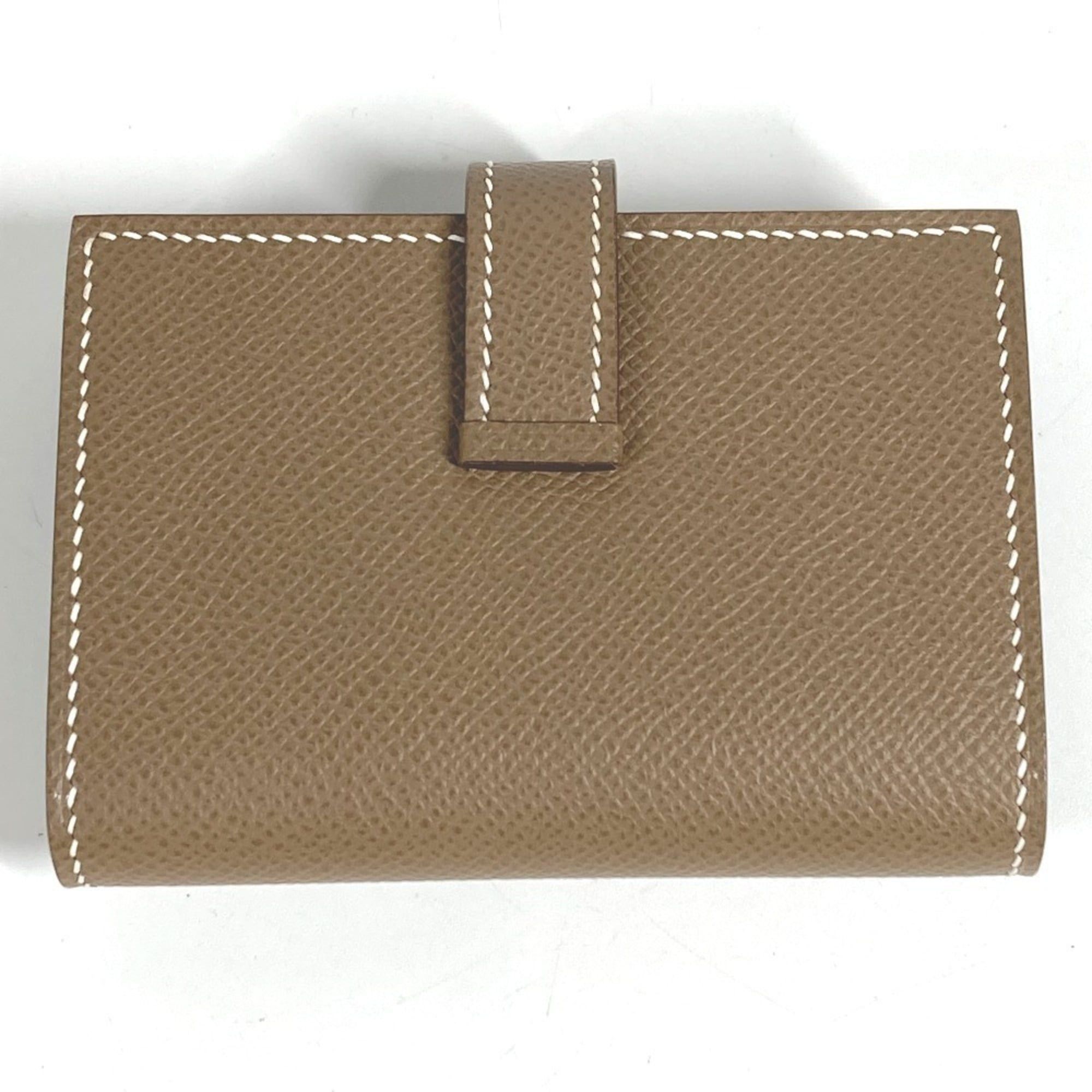 Hermes HERMES Bearn H Logo Business Card Case/Pass Case Bifold Leather for Men and Women, Etoupe Beige Size ONE SIZE - 2 Thumbnail