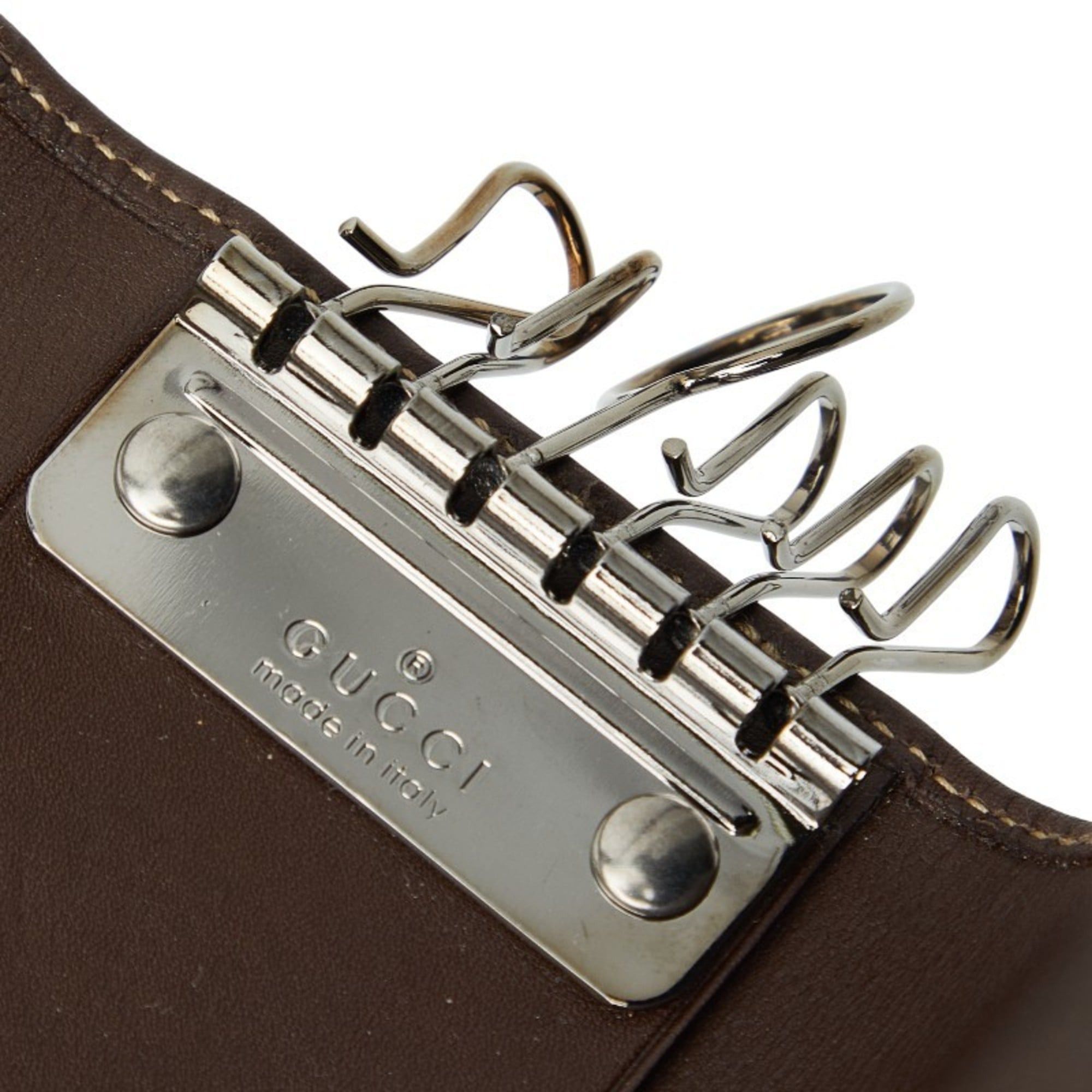 Gucci Gucci GG Canvas 6-Ring Key Case 124550 Brown Leather Women's GUCCI Size ONE SIZE - 7 Thumbnail
