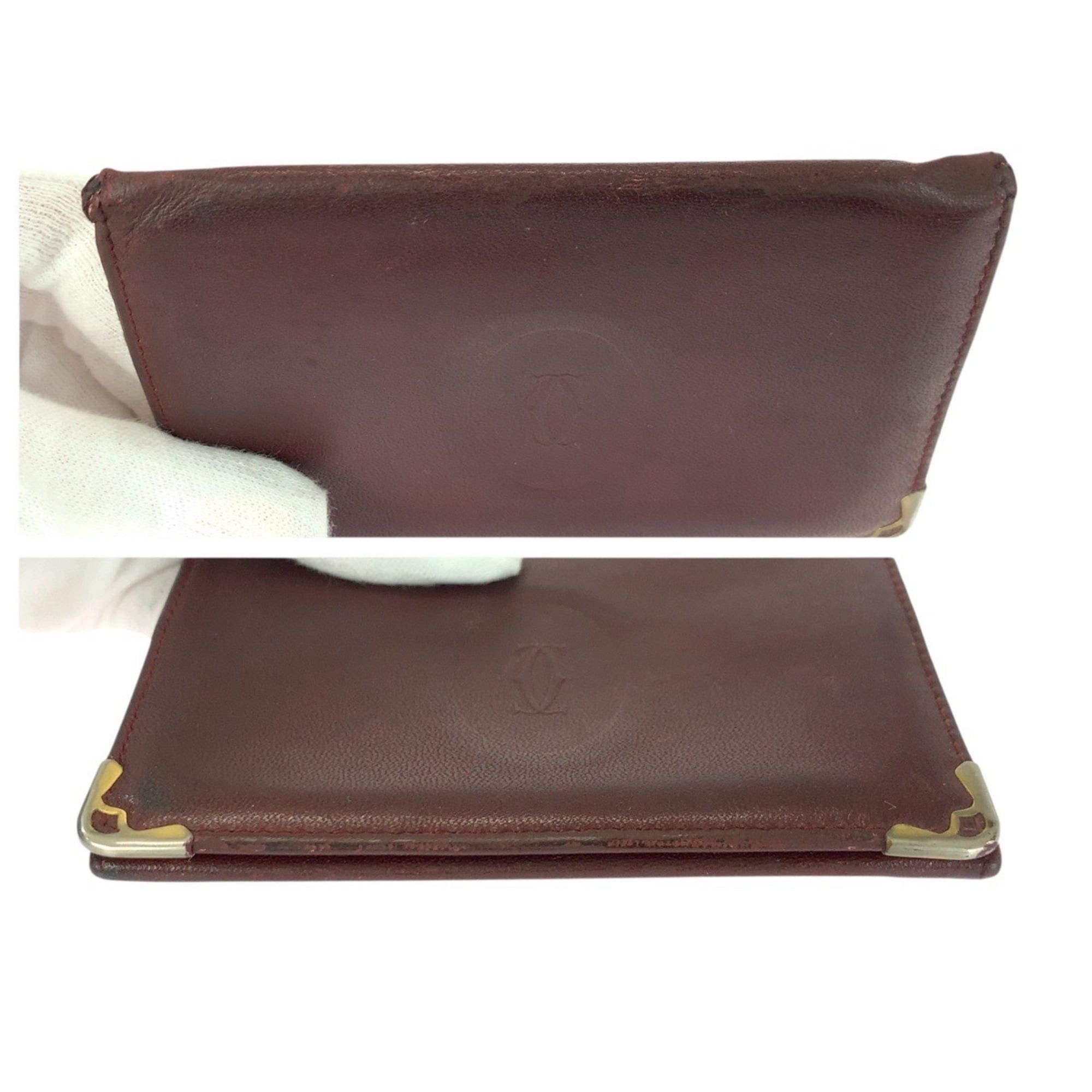 Cartier CARTIER Must Line Wine Red Leather Card Case with Gold Hardware for Women Size ONE SIZE - 6 Thumbnail