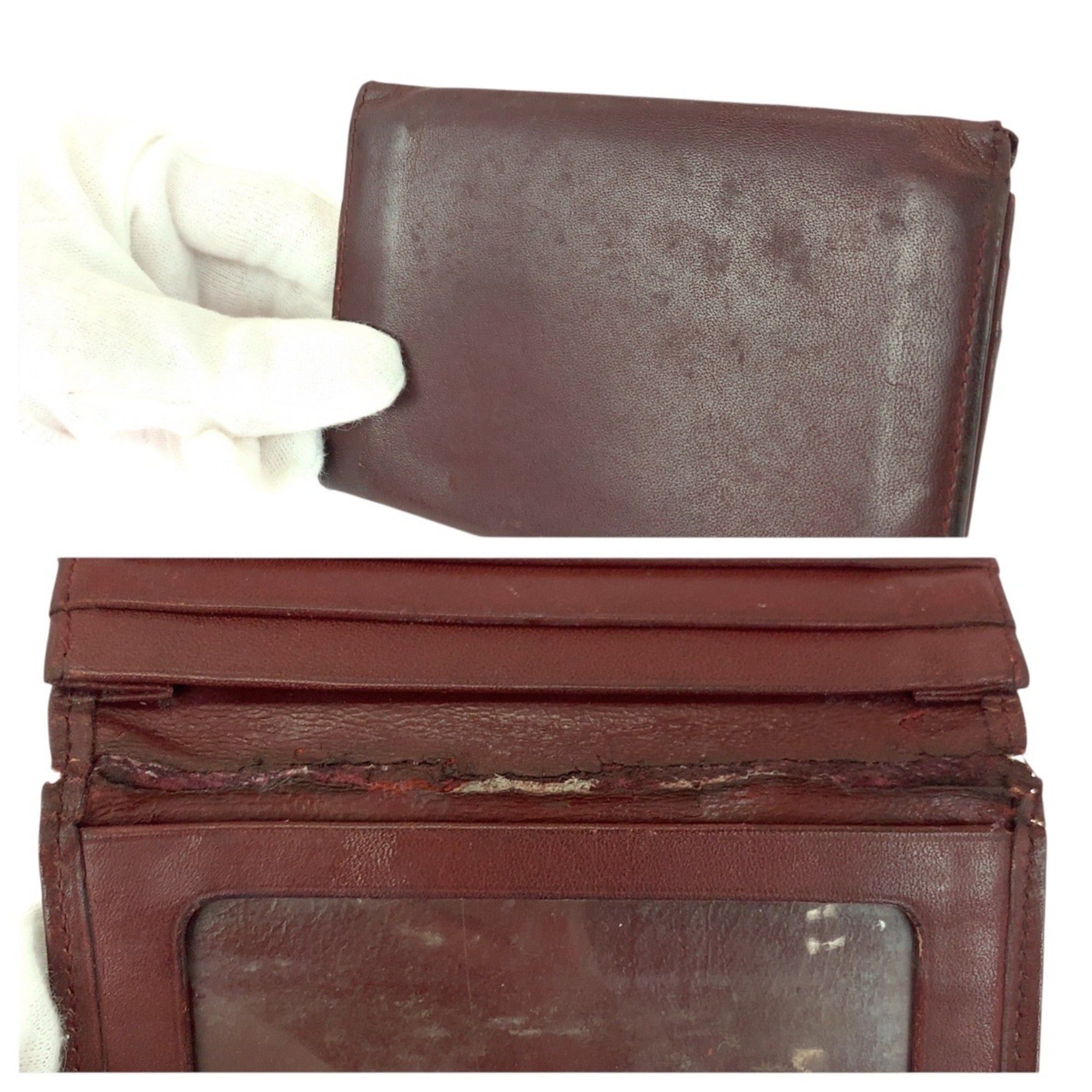 Cartier CARTIER Must Line Wine Red Leather Card Case with Gold Hardware for Women Size ONE SIZE - 7 Thumbnail