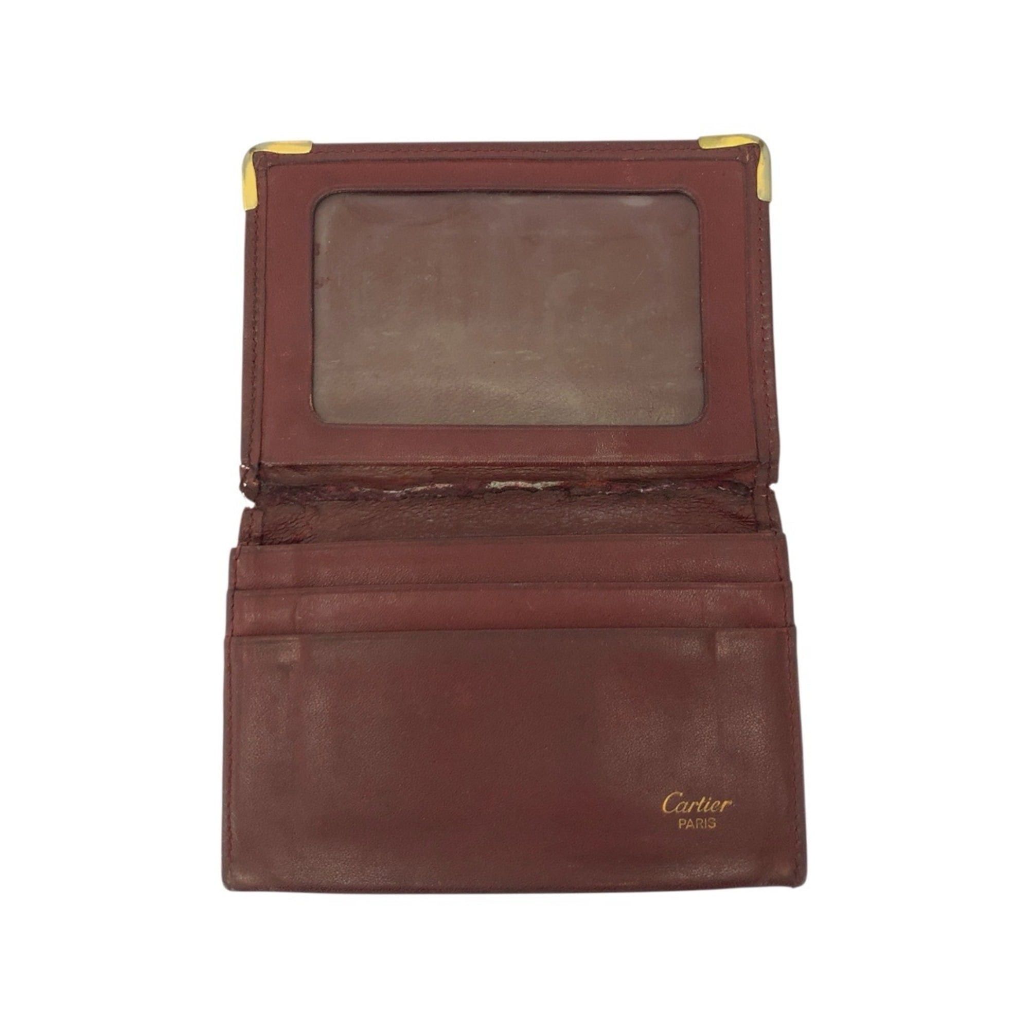 Cartier CARTIER Must Line Wine Red Leather Card Case with Gold Hardware for Women Size ONE SIZE - 8 Thumbnail