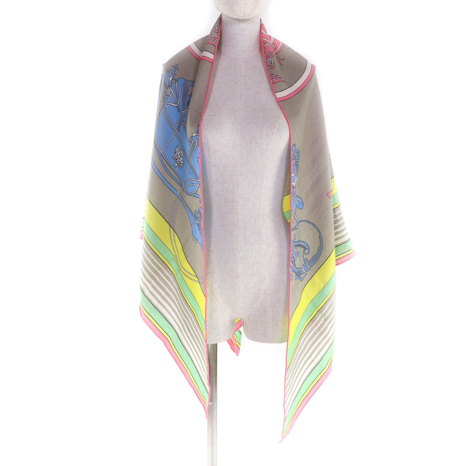 Hermes Hermes Hermès Exlibris Cashmere Triangle Shawl Natural Material Shawl DUTY FREE for USA Size ONE SIZE - 7 Thumbnail
