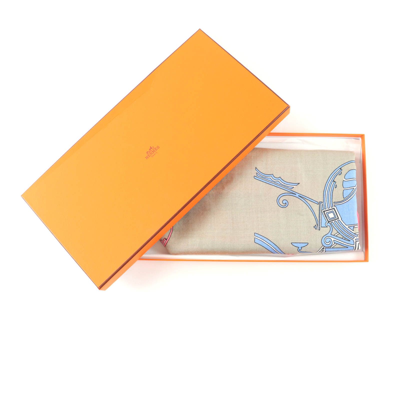 Hermes Hermes Hermès Exlibris Cashmere Triangle Shawl Natural Material Shawl DUTY FREE for USA Size ONE SIZE - 2 Thumbnail
