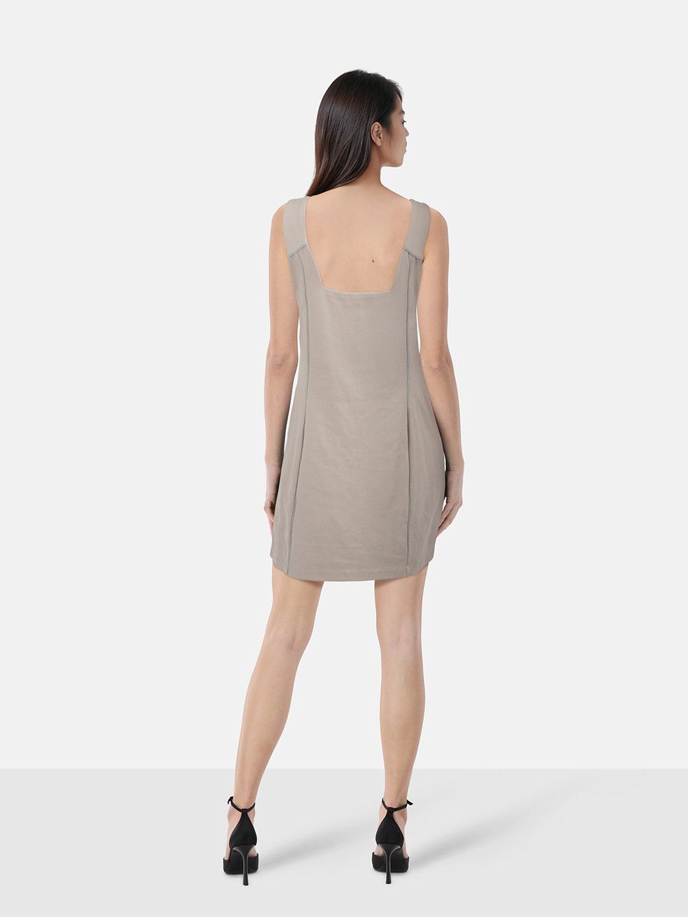 Alexander Wang Beige Front Zip Mini Dress Size L / US 10 / IT 46 - 2 Thumbnail