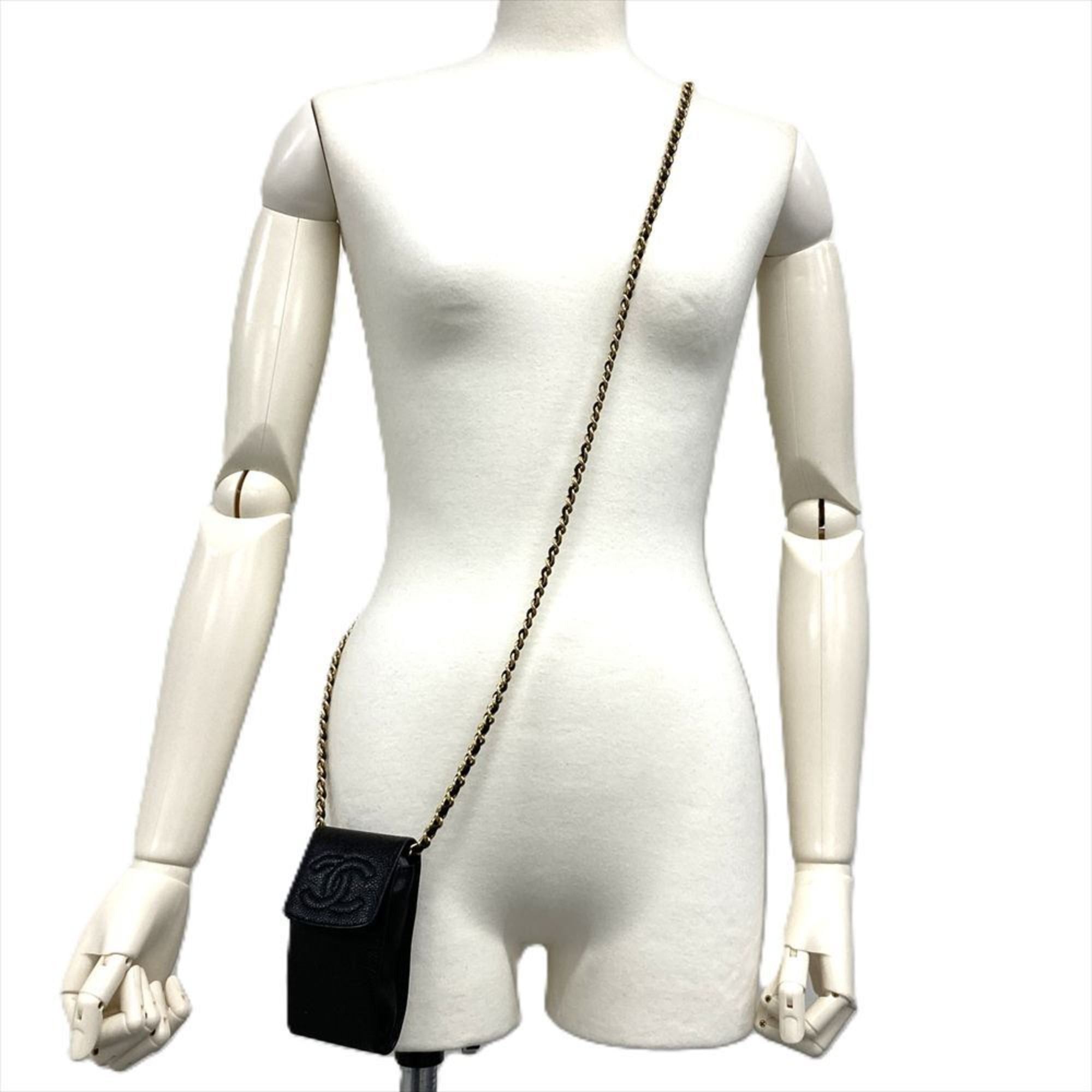 CHANEL Coco Mark Cigarette Case Shoulder Bag in Black Caviar Skin