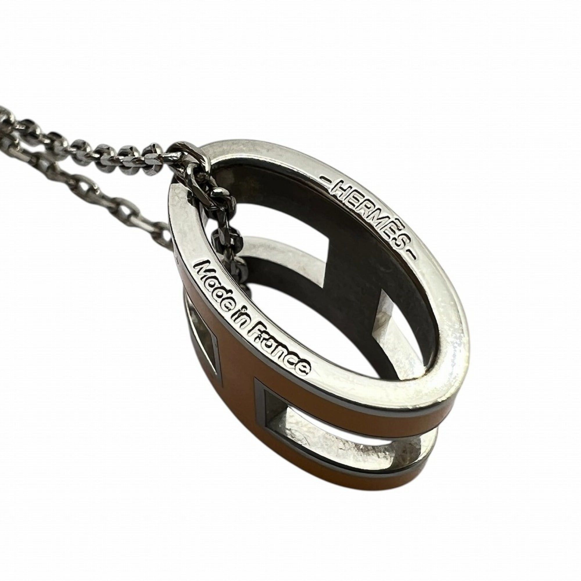 Hermes HERMES Pop Ash Necklace H Metal Ivory White Women's Size ONE SIZE - 9 Thumbnail