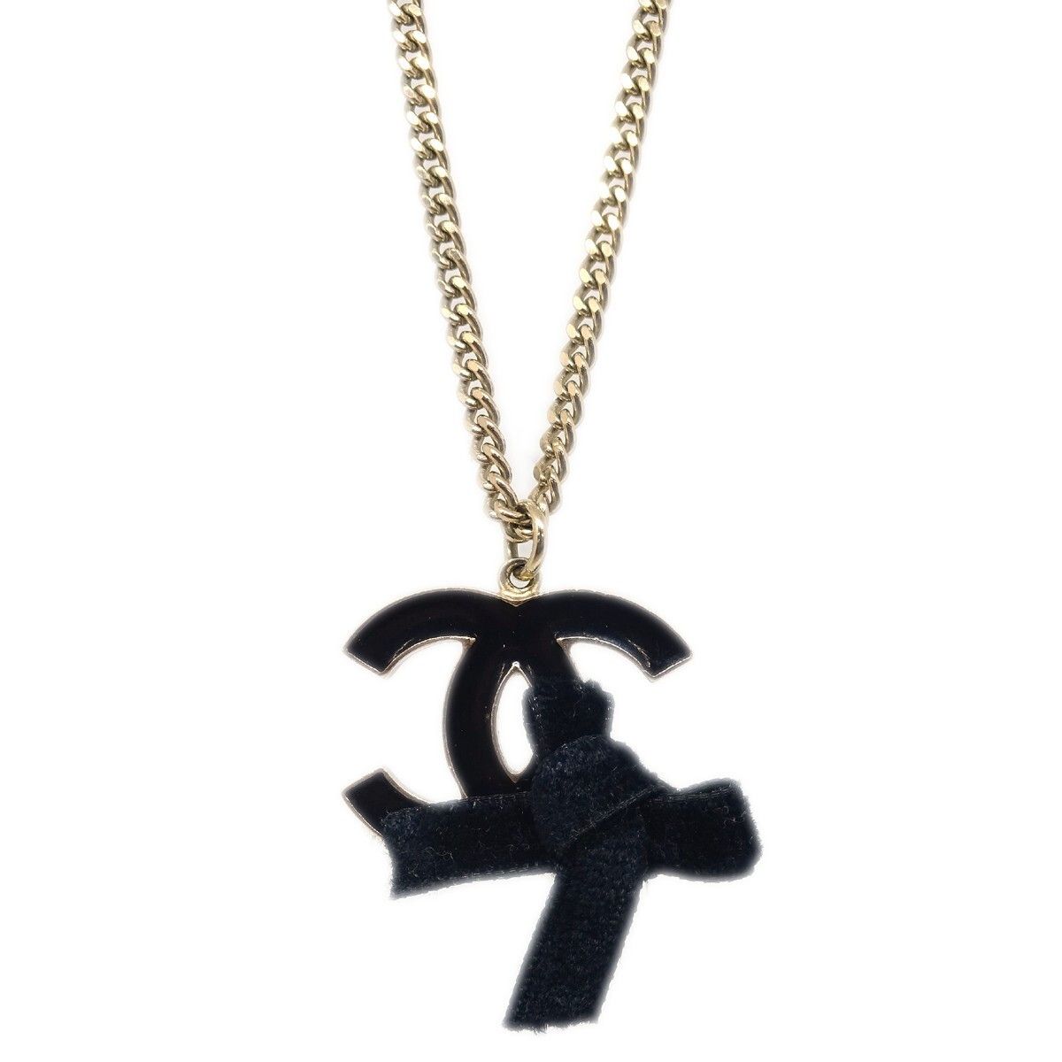 Chanel Chanel CC Bow Chain Pendant Necklace Metal with Leather Size ONE SIZE - 2 Thumbnail