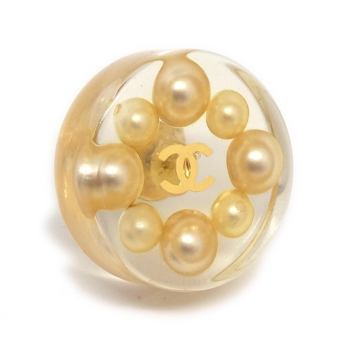Chanel Chanel CC Button Stud Earrings Metal with Faux Pearls and Crystals Size ONE SIZE - 3 Thumbnail