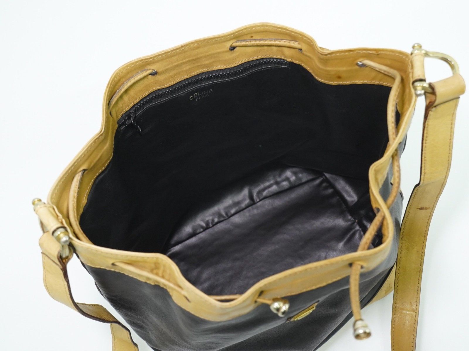 Celine Celine Triomphe Drawstring Bucket Bag Leather Size ONE SIZE - 3 Thumbnail