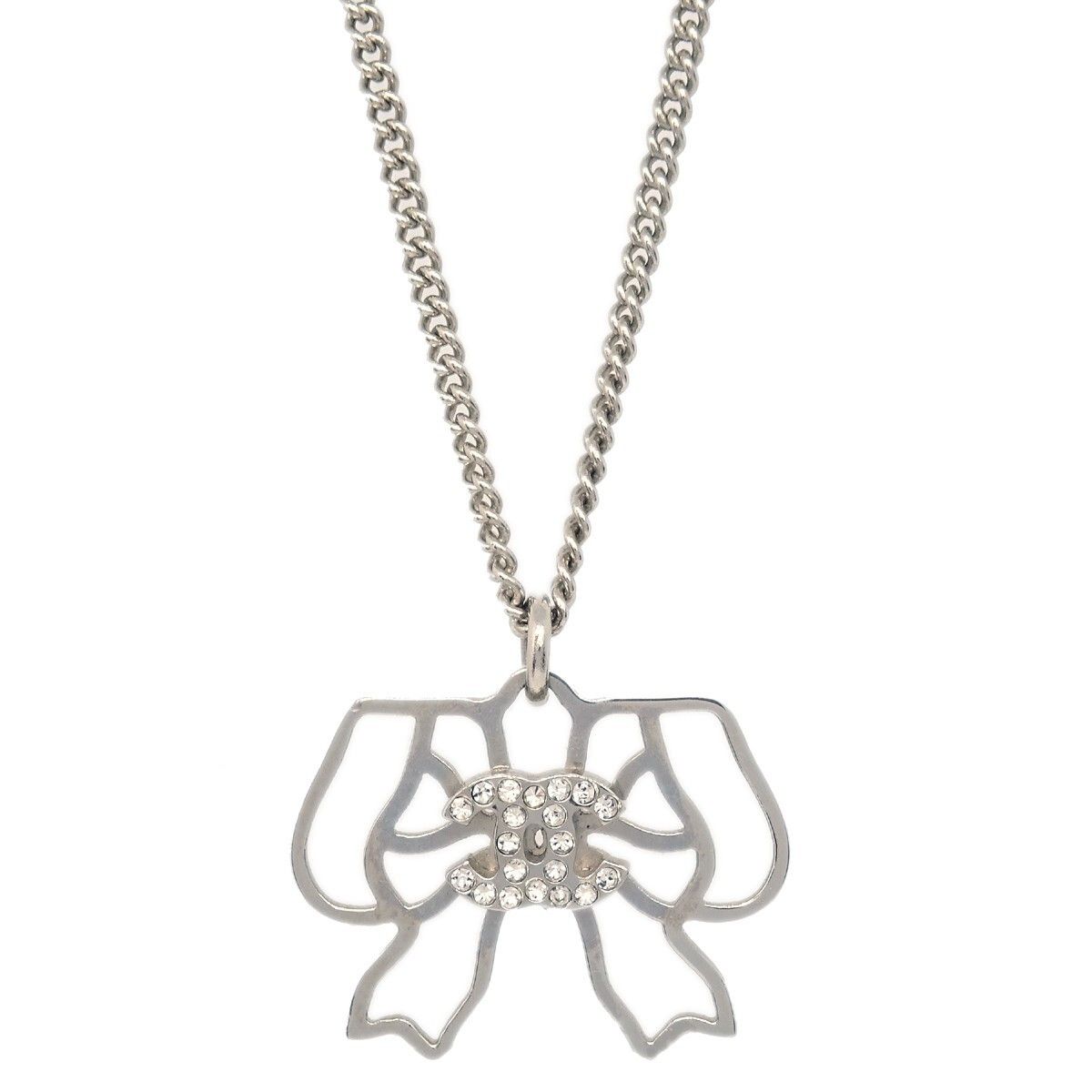 Chanel Chanel CC Bow Necklace Crystal Embellished Metal Size ONE SIZE - 2 Thumbnail