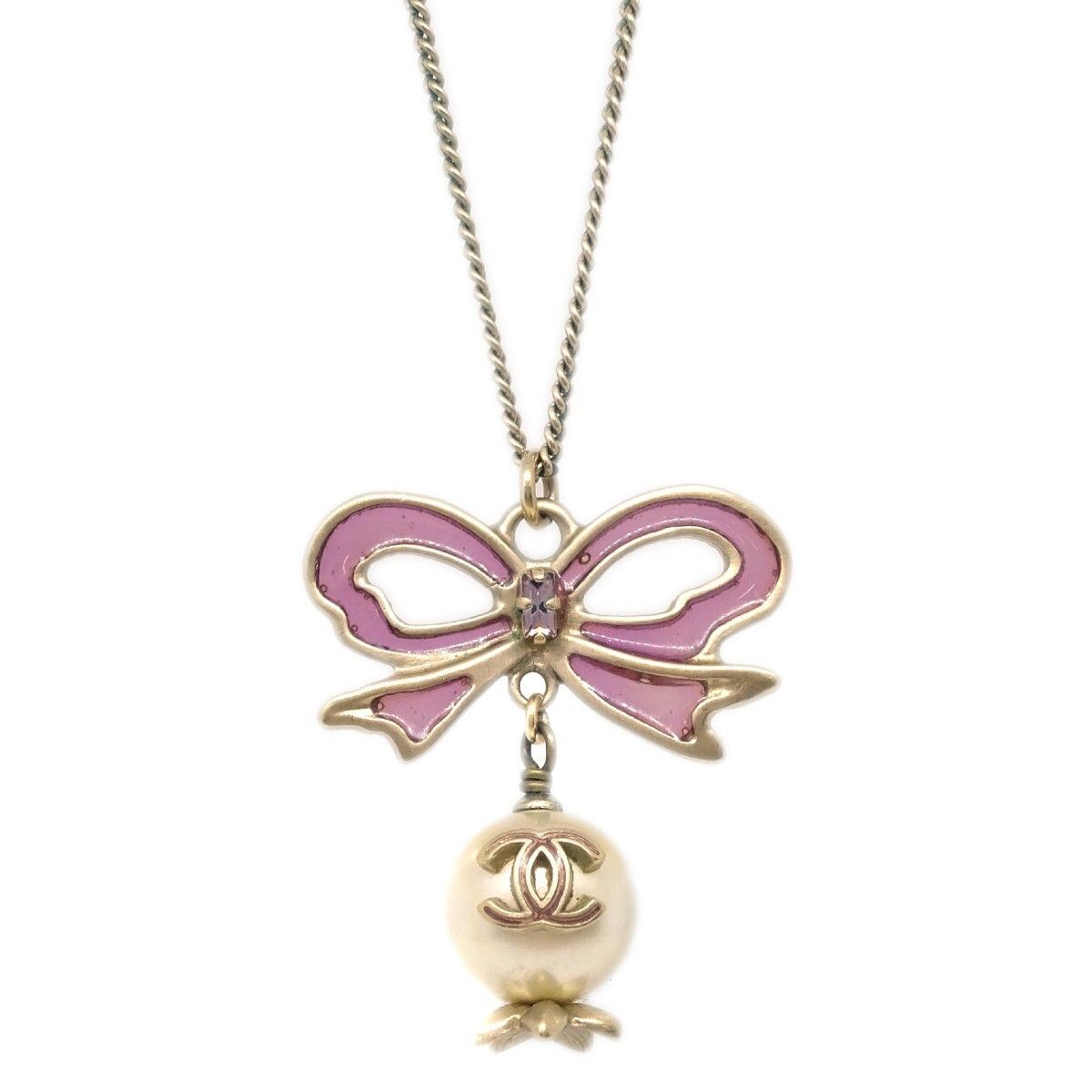 Chanel Chanel CC Bow Necklace Gold-plated with Artificial pearl Size ONE SIZE - 2 Thumbnail