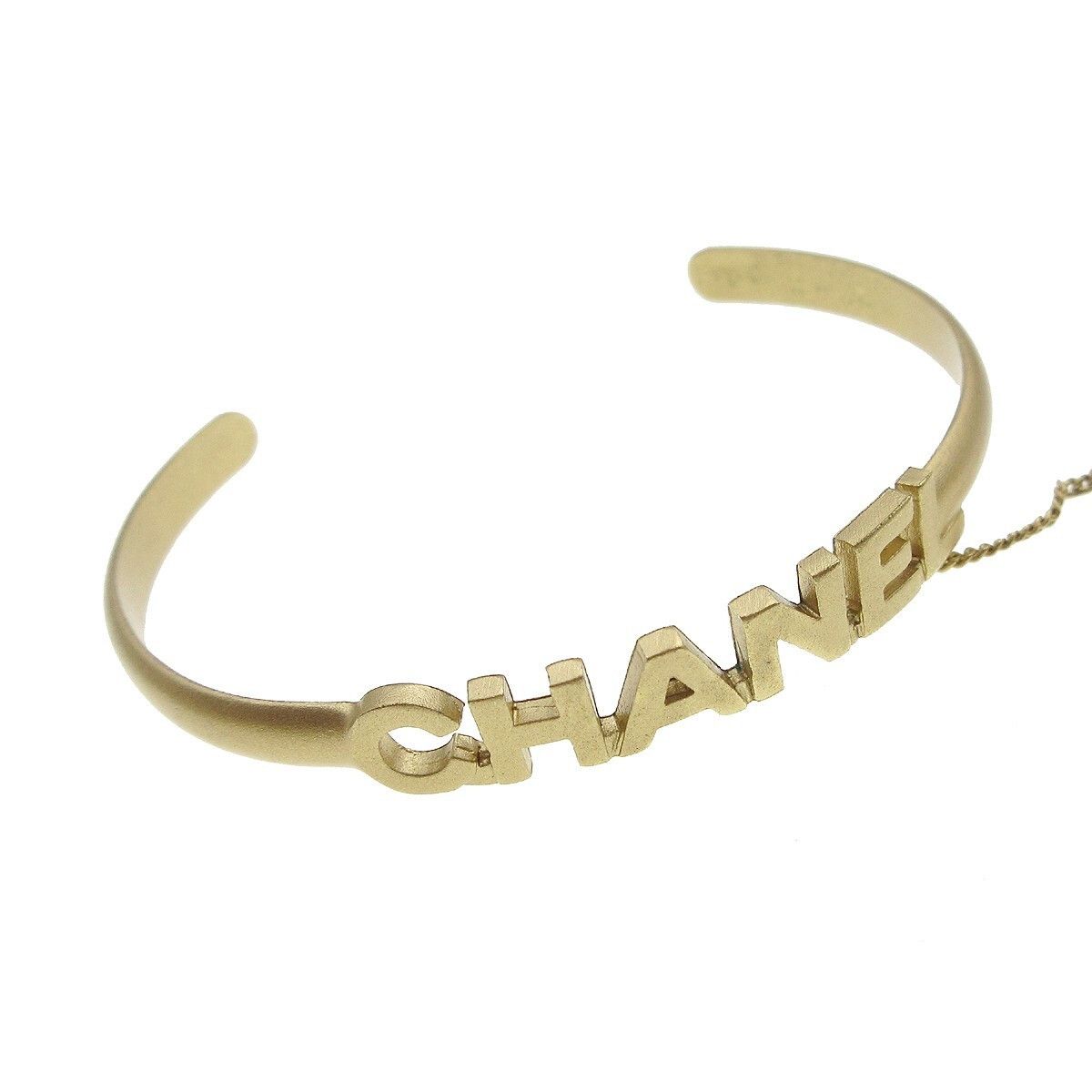 Chanel Chanel Logo Bangle with Chain Attached CC Metal with Crystal Size ONE SIZE - 2 Thumbnail