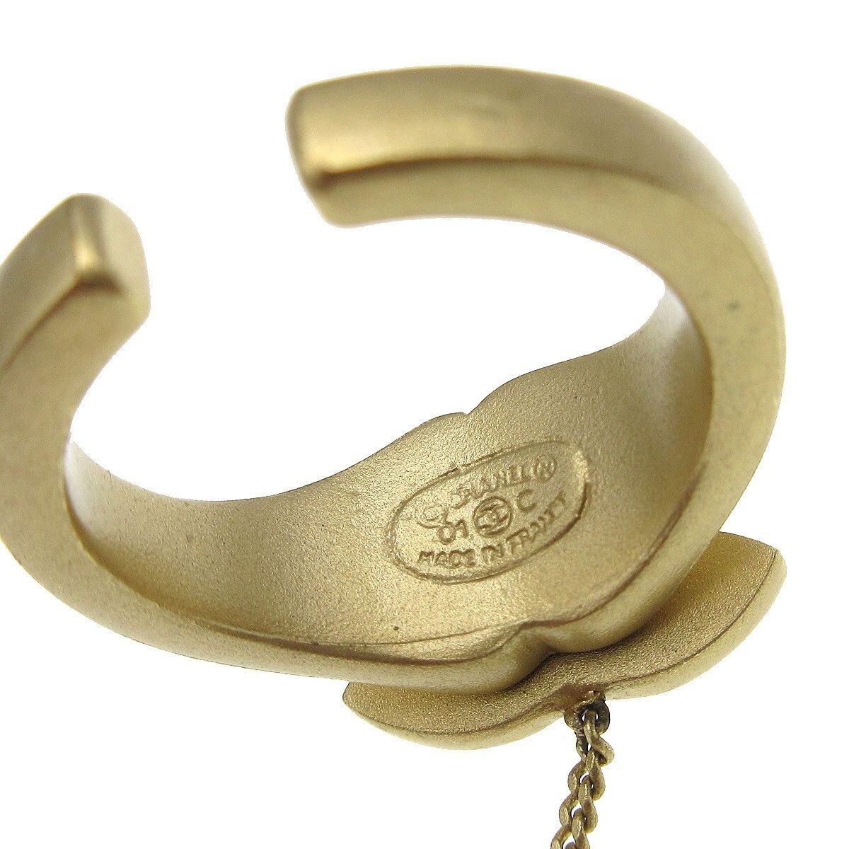 Chanel Chanel Logo Bangle with Chain Attached CC Metal with Crystal Size ONE SIZE - 4 Thumbnail