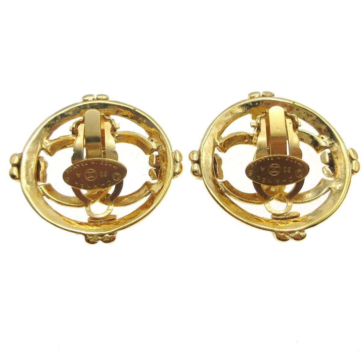Chanel Chanel Vintage CC Round Cutout Clip-On Earrings Metal Size ONE SIZE - 2 Thumbnail