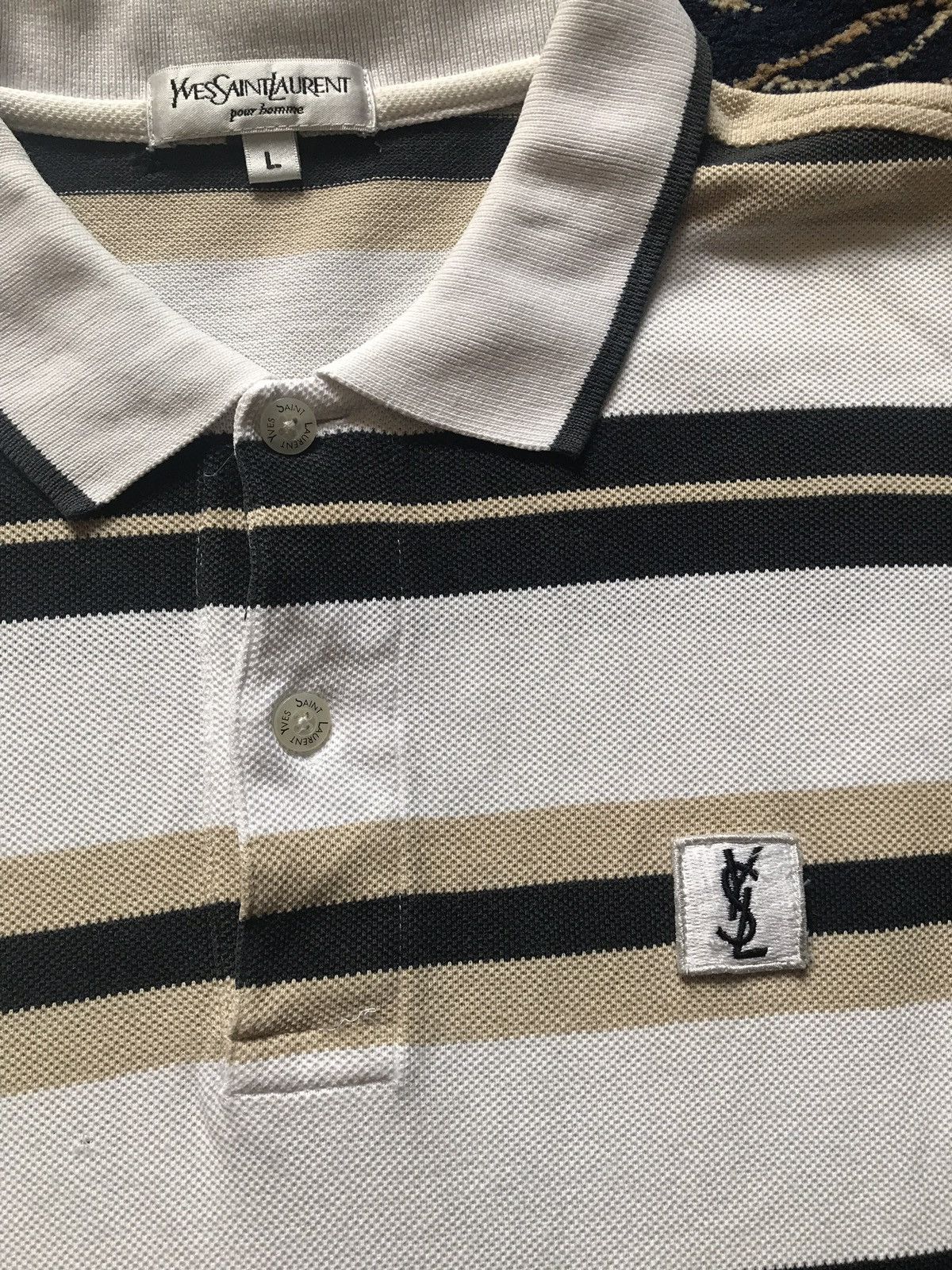 Yves Saint Laurent Logo Stripe Polo Tshirt Size US L / EU 52-54 / 3 - 6 Thumbnail