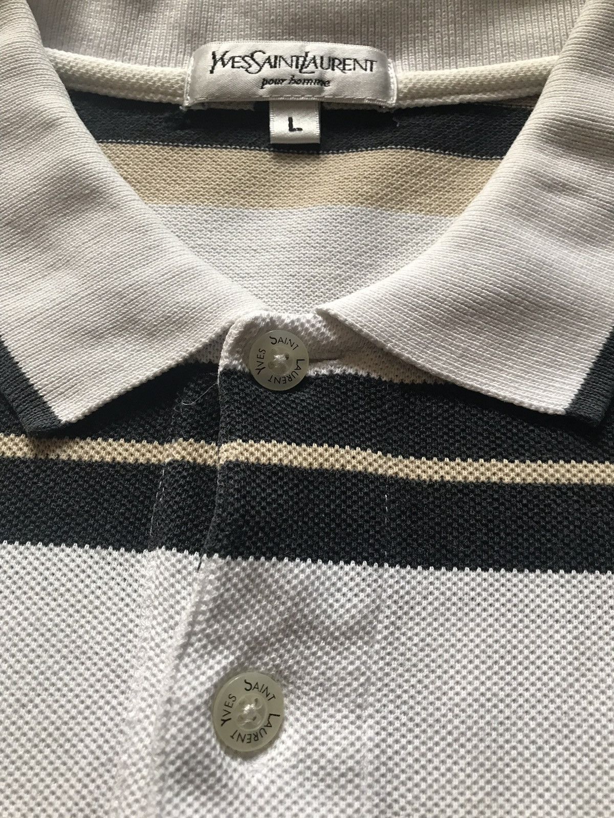Yves Saint Laurent Logo Stripe Polo Tshirt Size US L / EU 52-54 / 3 - 7 Thumbnail