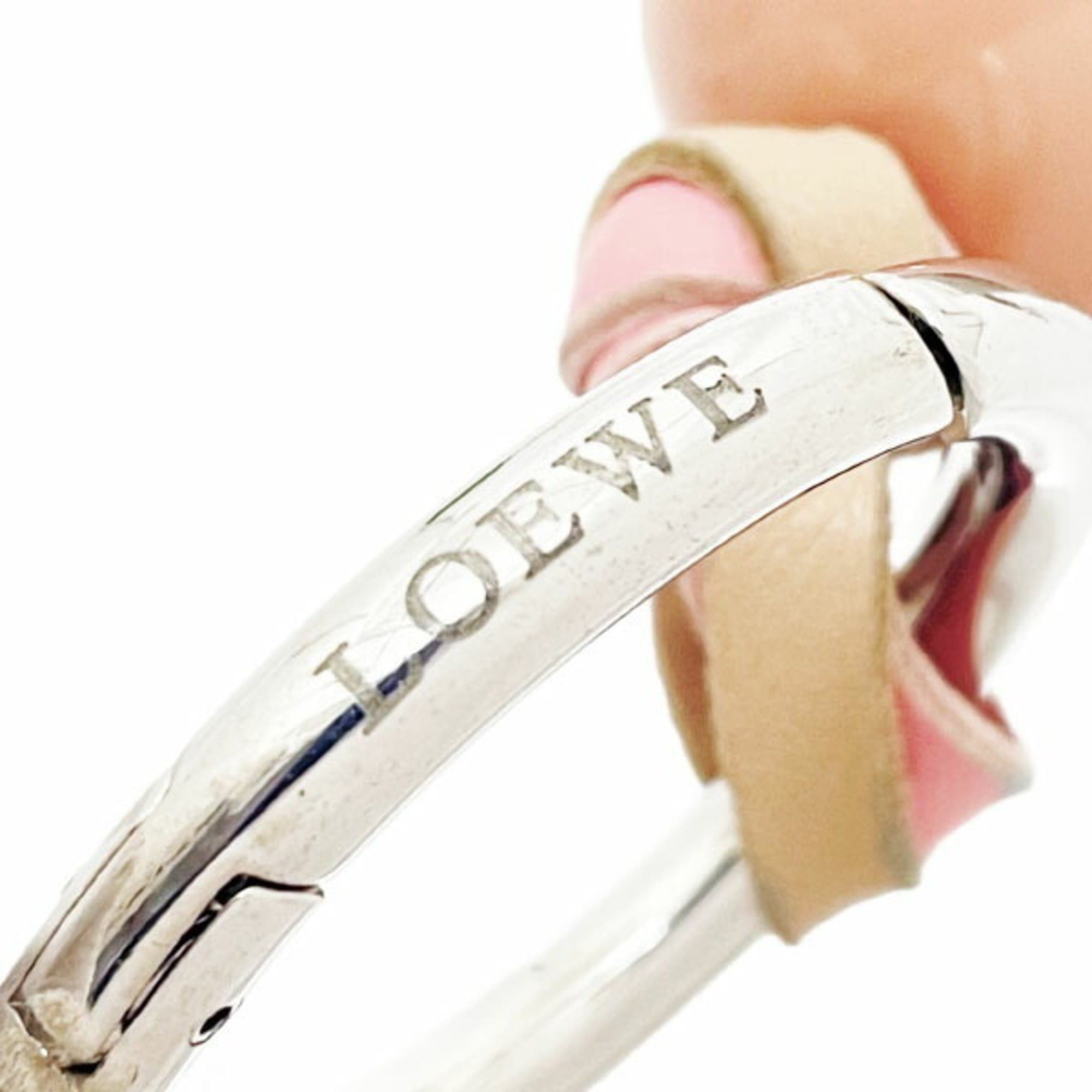 Loewe Loewe keychain motif charm in leather multicolored coral pink, beige, white, and yellow. Features ball, round, cube, square motifs. Key hook, key ring, bag charm. NN-16003 Size ONE SIZE - 5 Thumbnail