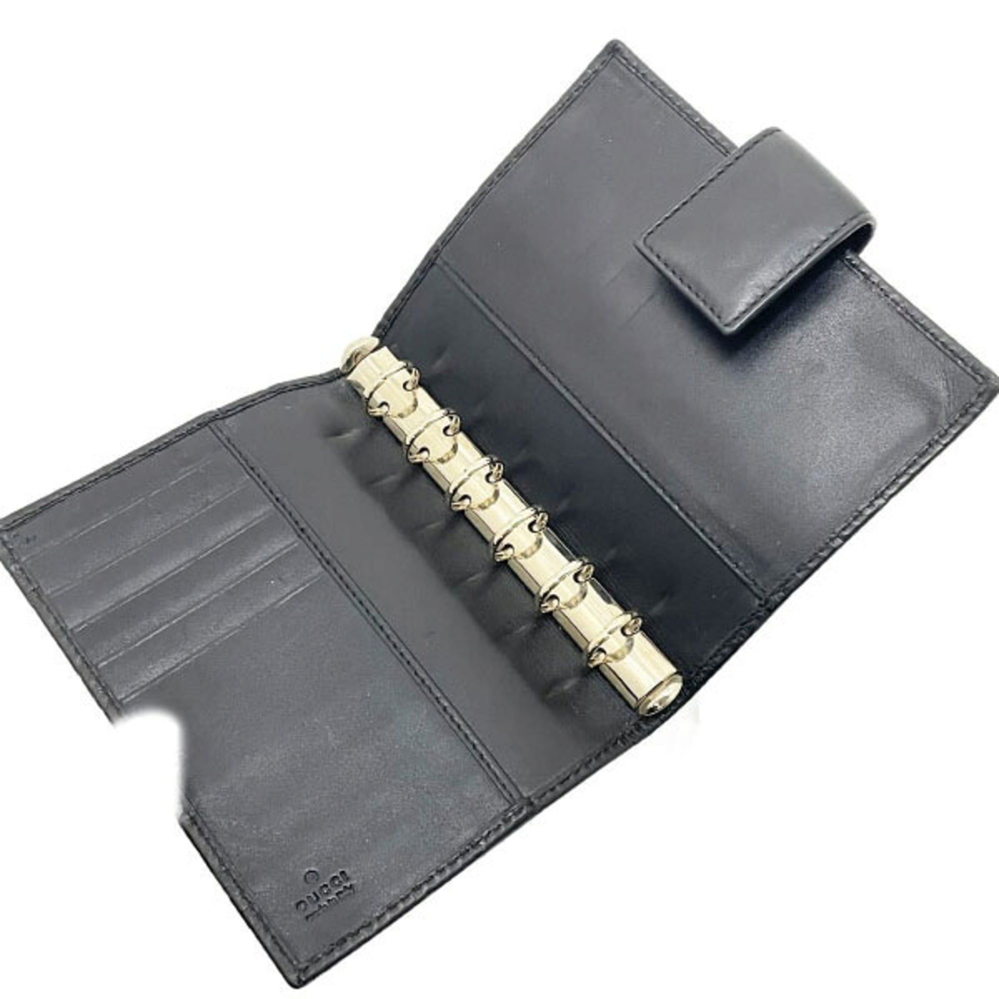 Gucci Gucci Shima Line Agenda Leather Planner Cover, Black, 115240, GUCCI GG Guccissima Address Book/Notepad, 6-Hole, XW-16038 Size ONE SIZE - 6 Thumbnail