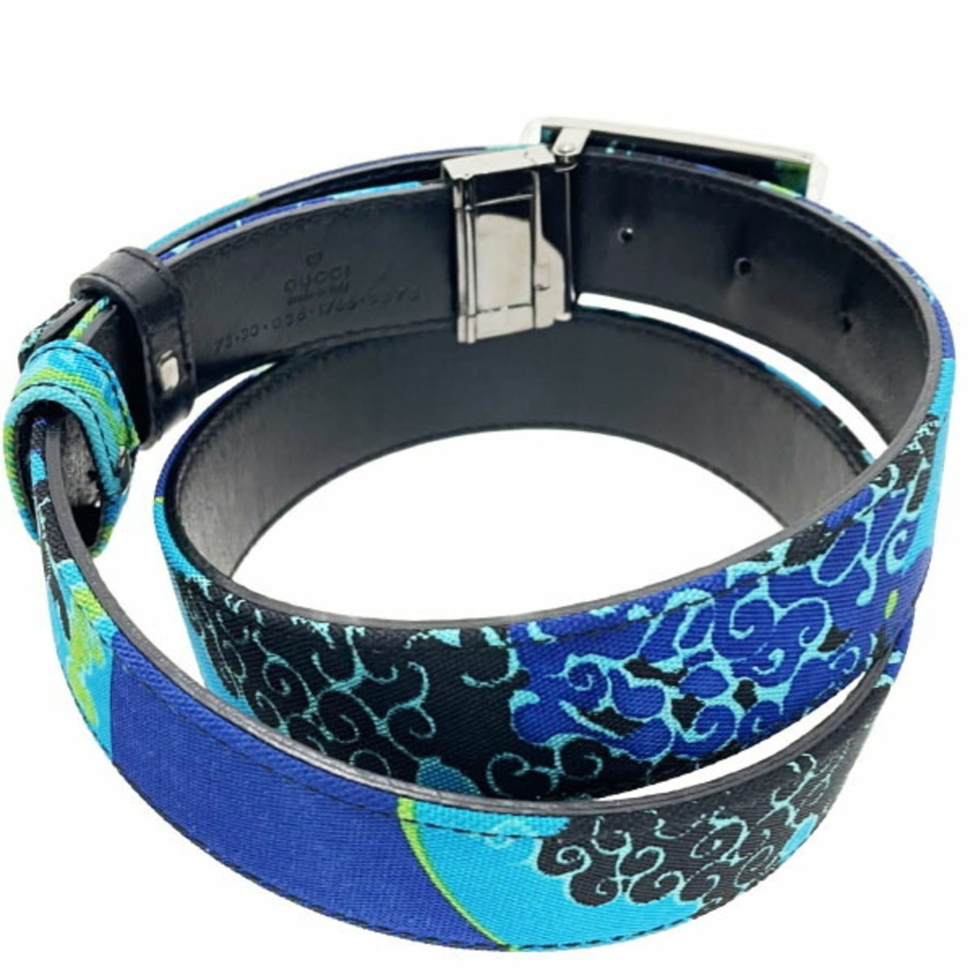 Gucci Gucci G Belt for Women, Nylon Canvas, Leather, Blue, Multicolor, Black, Size 75cm, 036 1766, GUCCI Mark, Buckle, Hardware, HH-16006 Size ONE SIZE - 2 Thumbnail