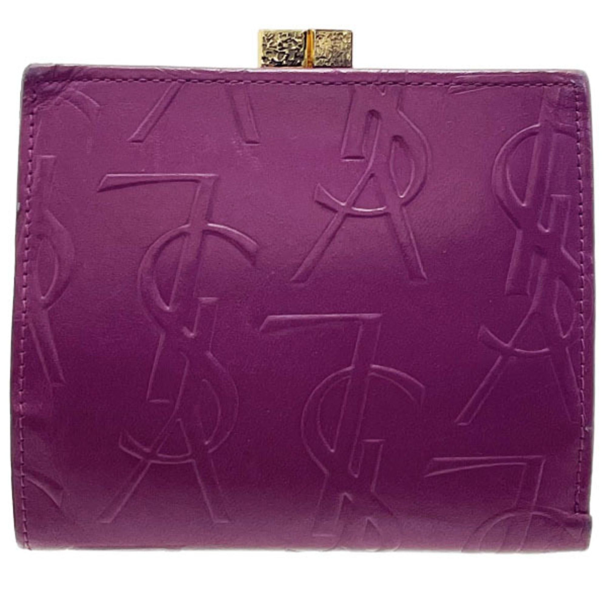 Yves Saint Laurent Yves Saint Laurent wallet, pink-purple leather, YSL MM-14683, vintage bifold compact mini women's wallet. Size ONE SIZE - 2 Thumbnail